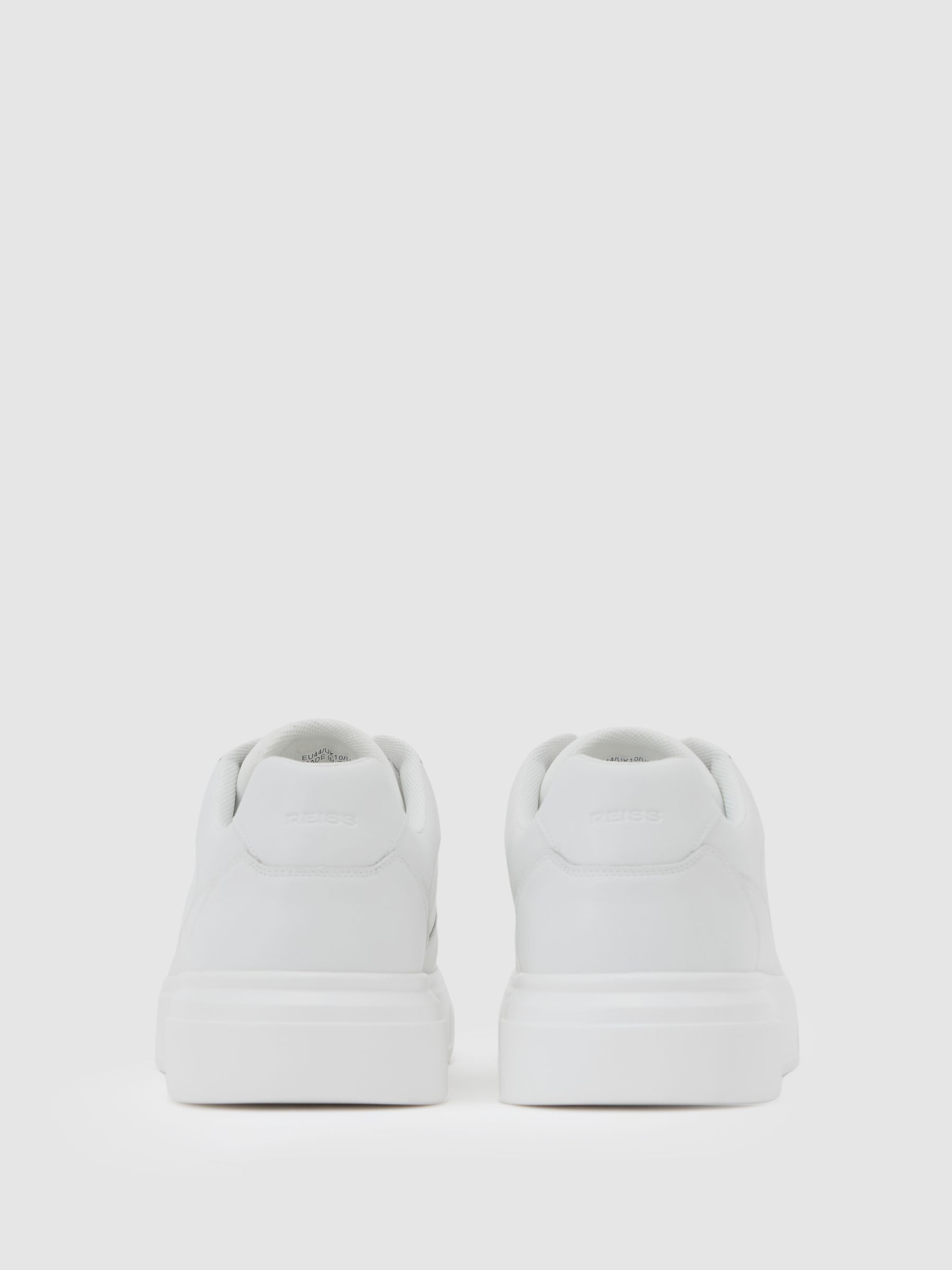 Bonded-Leather Chunky Sole Trainers in White - Image 4 of 5