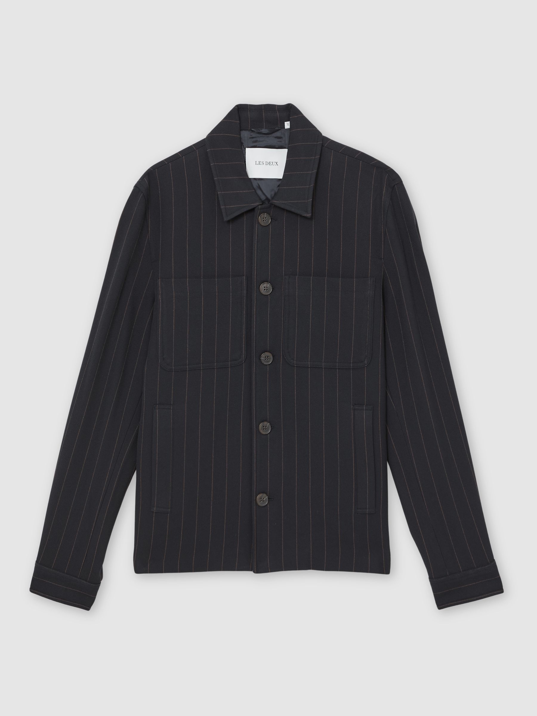 Les Deux Pinstripe Hybrid Jacket in Dark Navy - Image 2 of 5