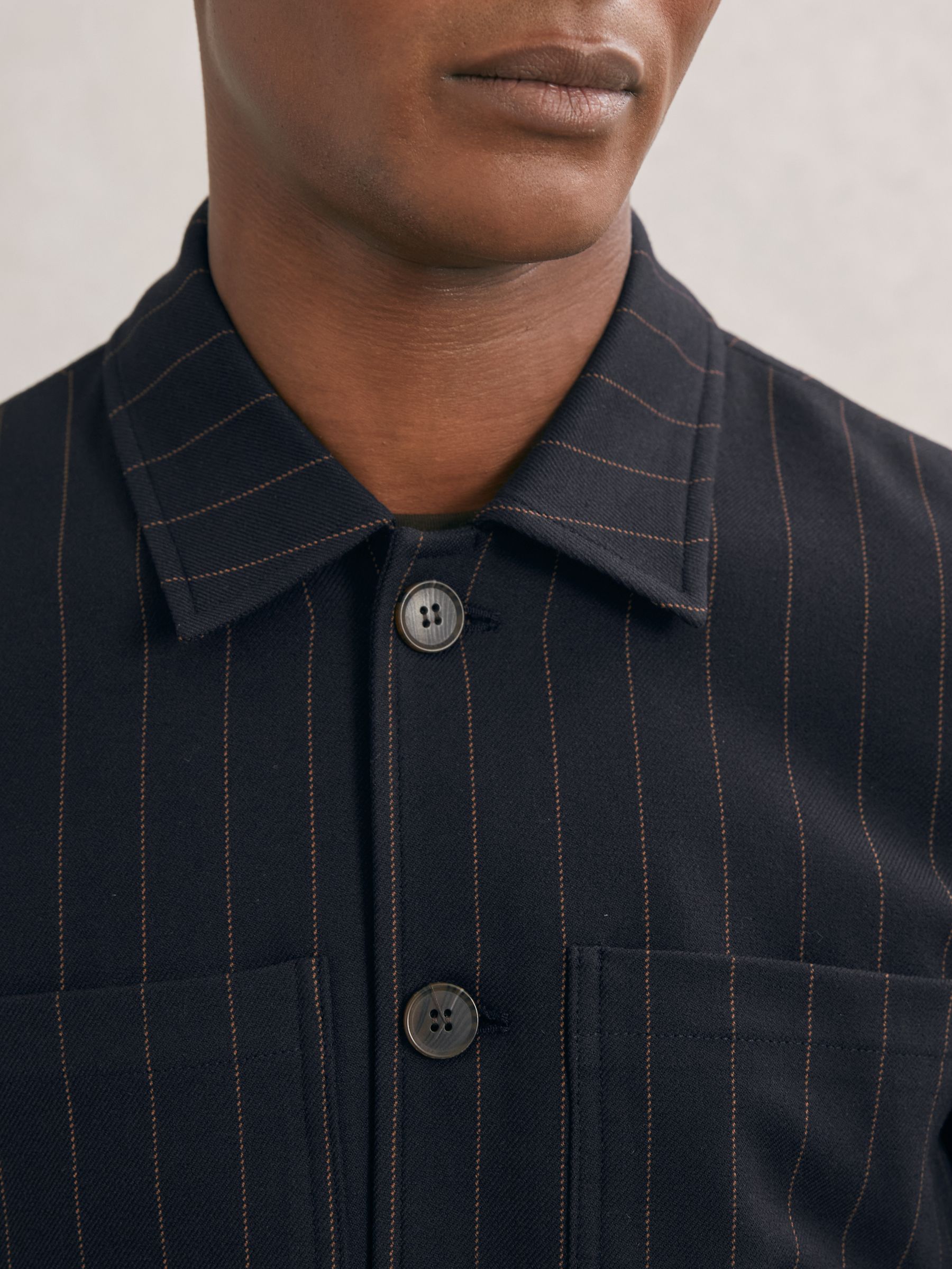 Les Deux Pinstripe Hybrid Jacket in Dark Navy - Image 3 of 5