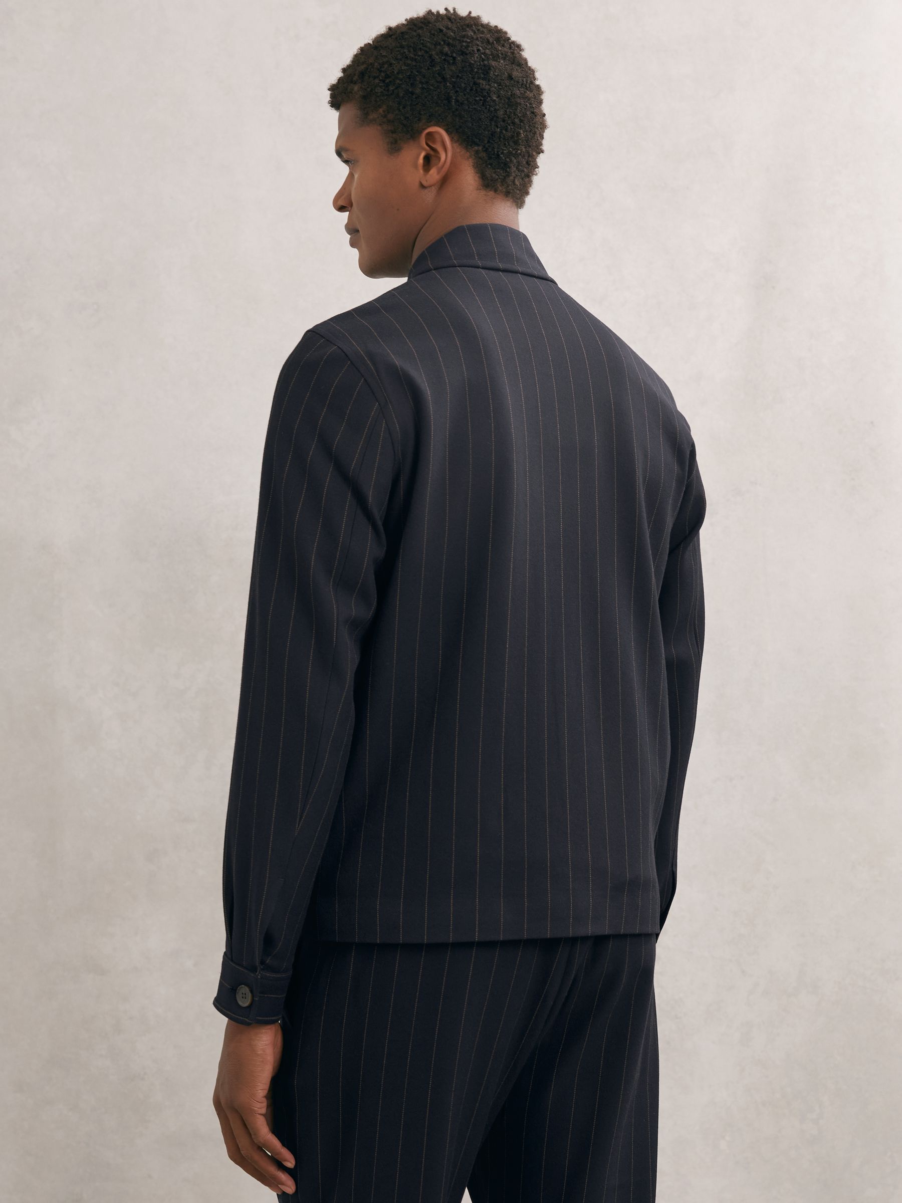 Les Deux Pinstripe Hybrid Jacket in Dark Navy - Image 4 of 5