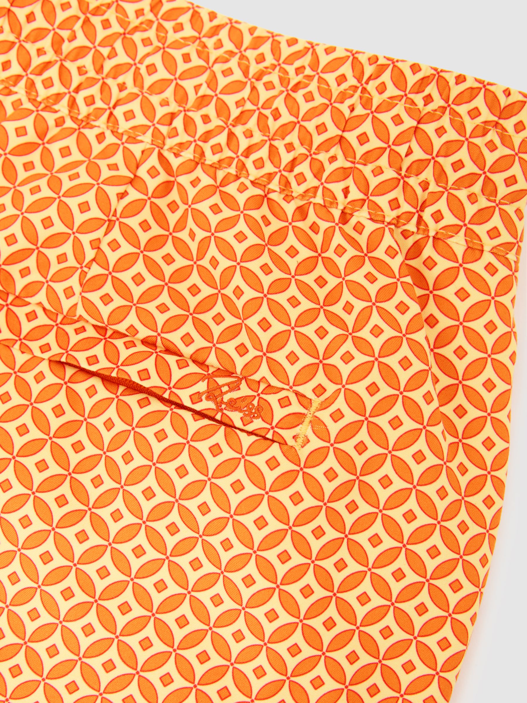 Geometric-Print Swim Shorts in Tangerine Orange - image 3