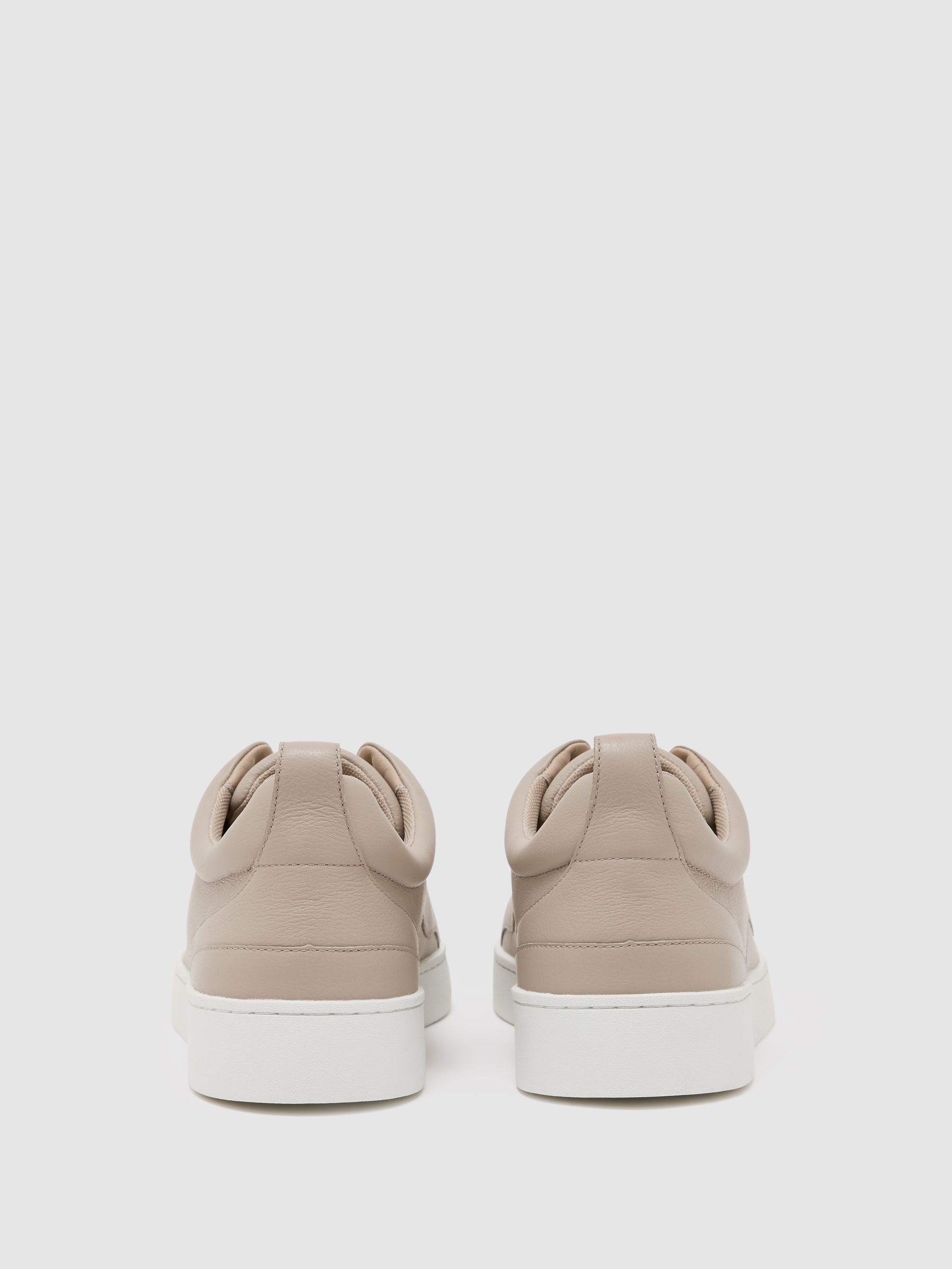 Bonded-Leather Elasticated Trainers in Light Taupe Brown - Image 4 of 5