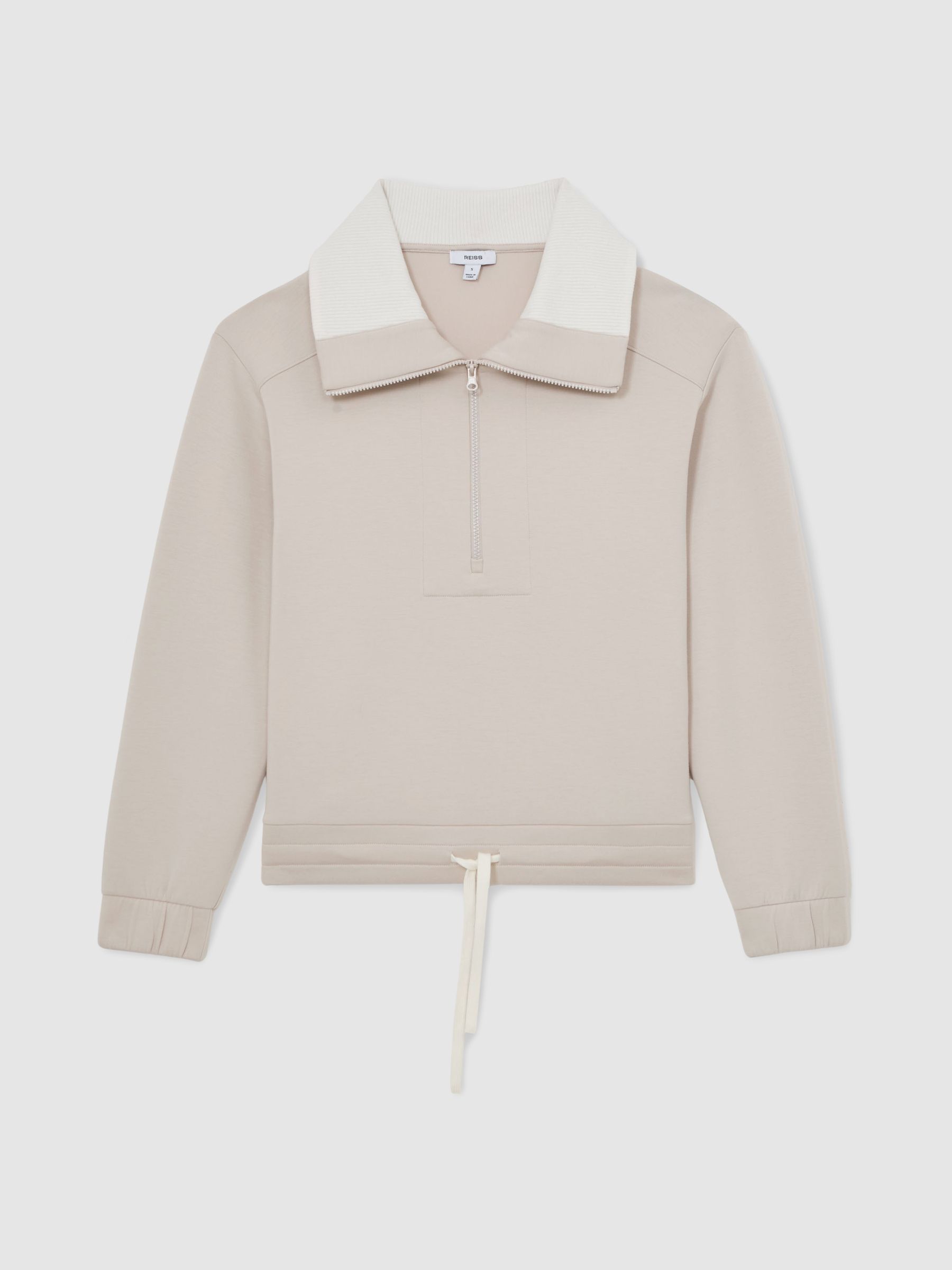 Premium Interlock Half-Zip Sweatshirt in Stone Neutral - image 1