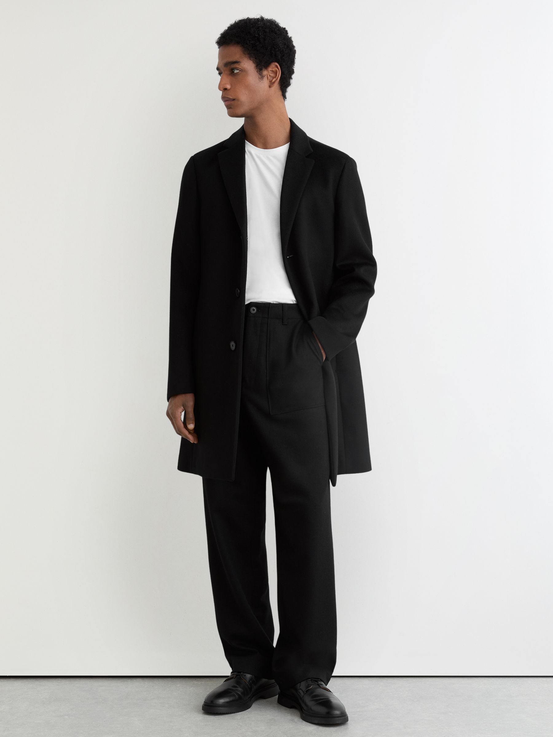 Wool-Blend Wide-Leg Trousers in Black - Image 1 of 7