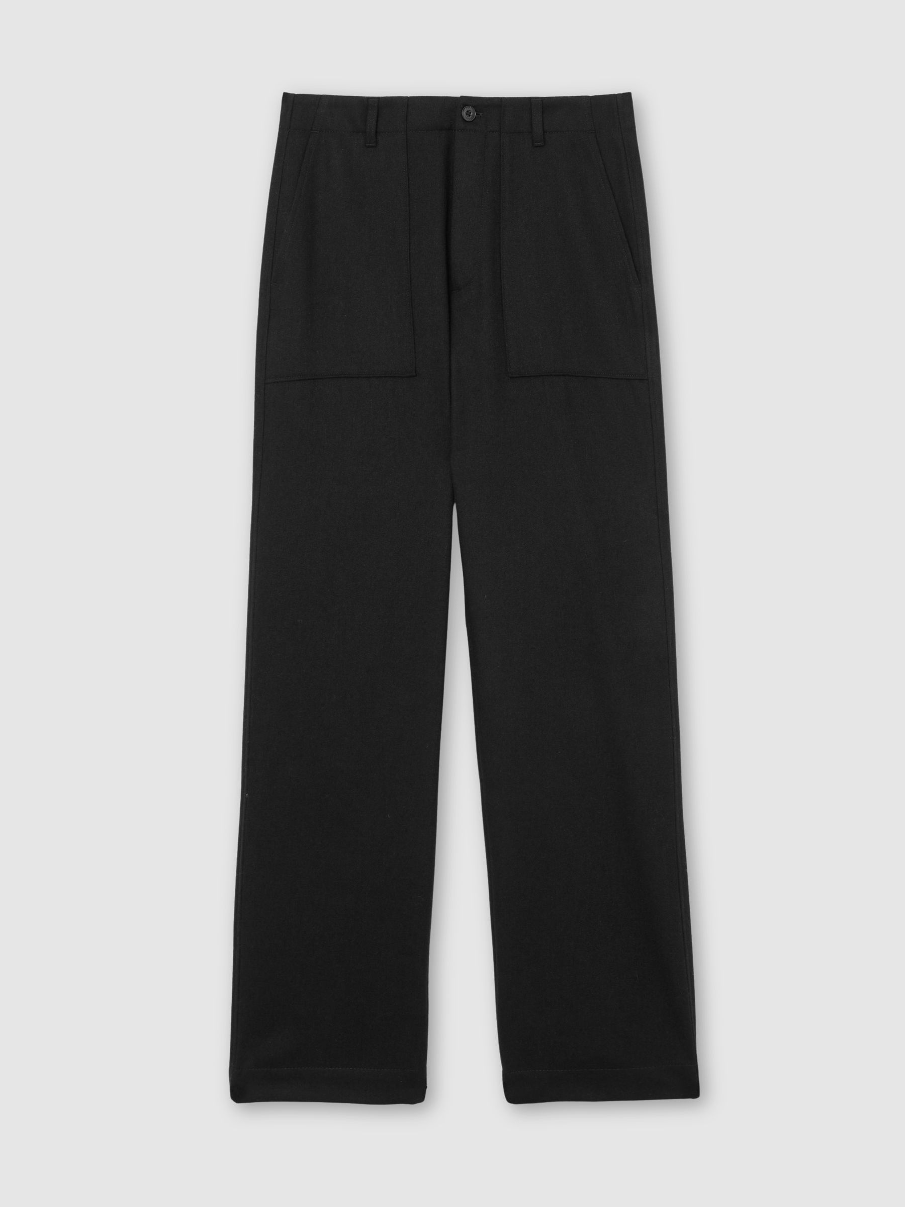 Wool-Blend Wide-Leg Trousers in Black