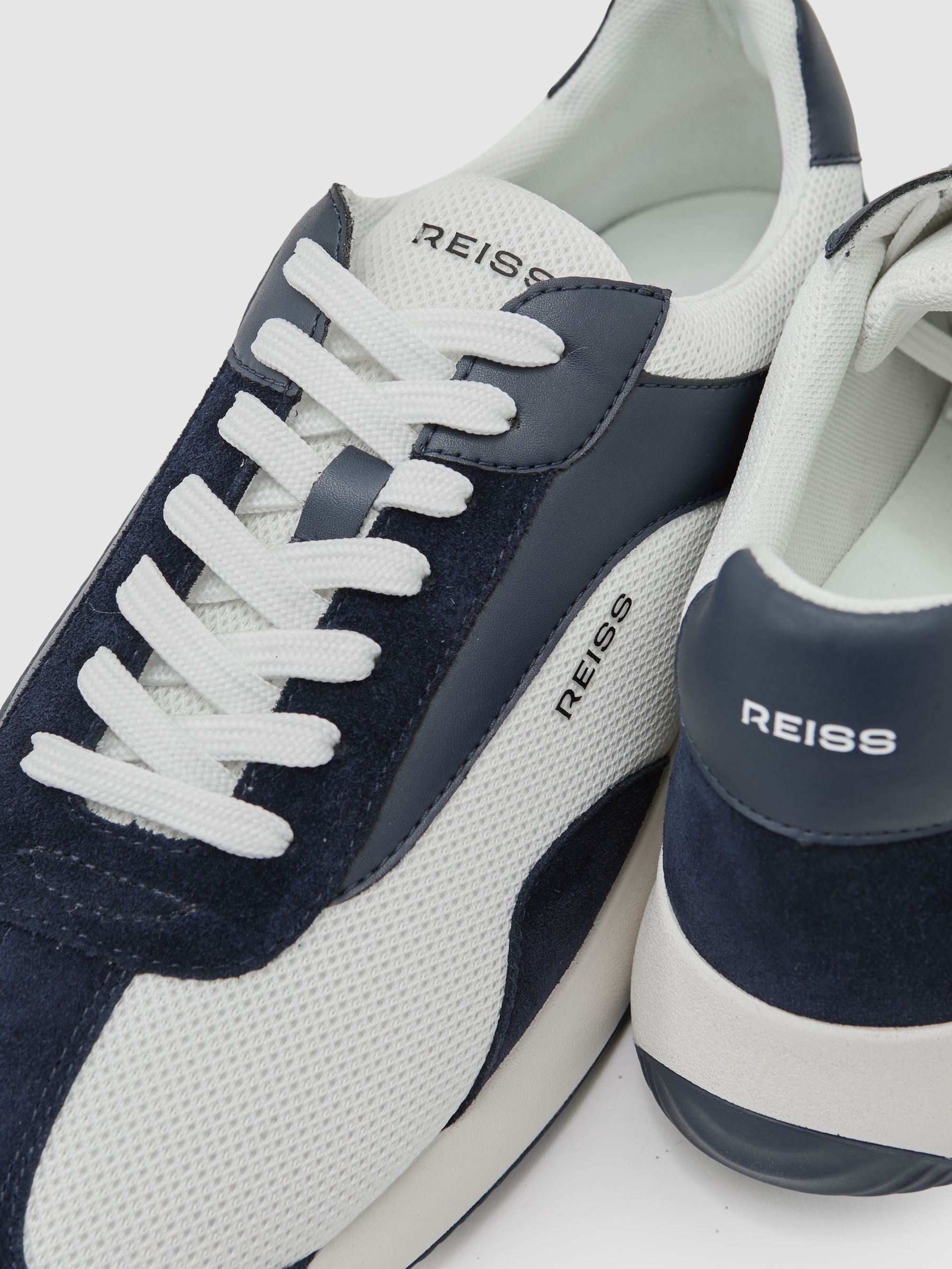 Bonded-Leather Suede Running Trainers in Navy/White - image 3
