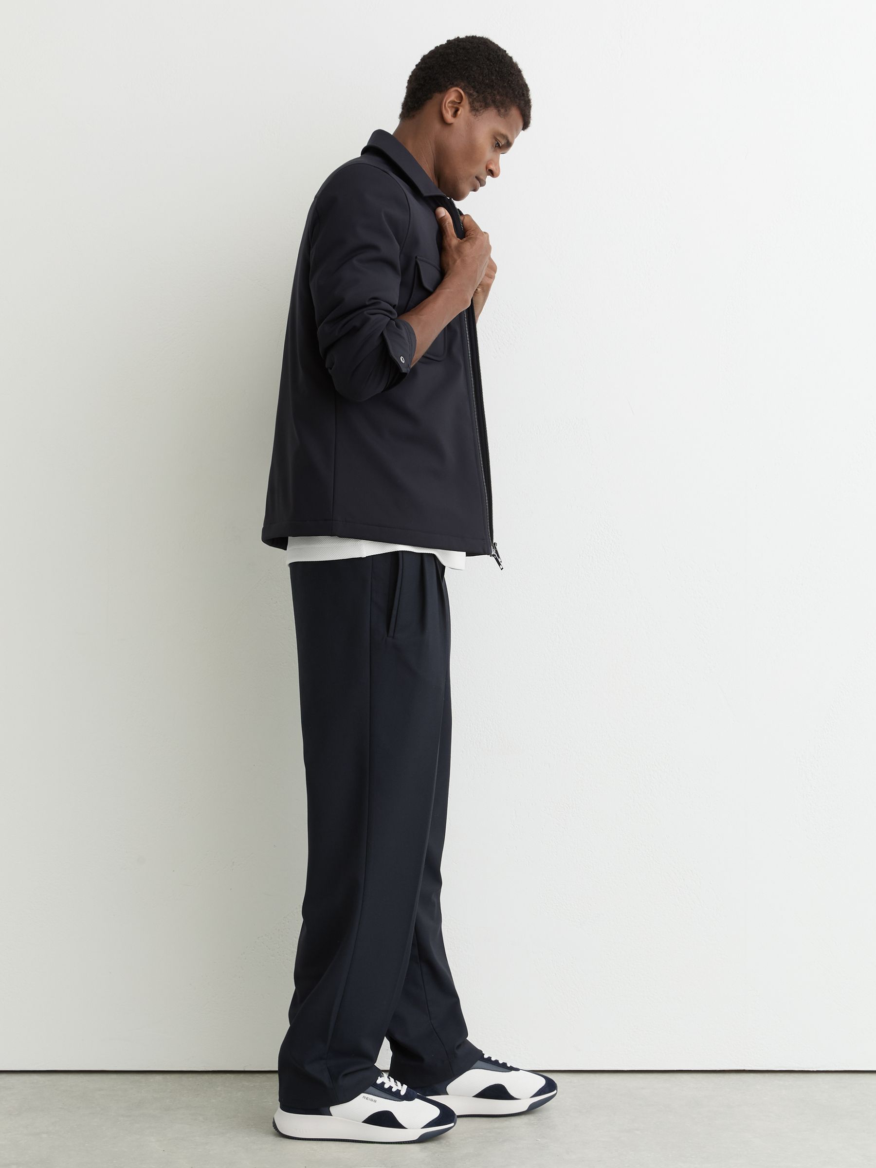Bonded-Leather Suede Running Trainers in Navy/White - image 2