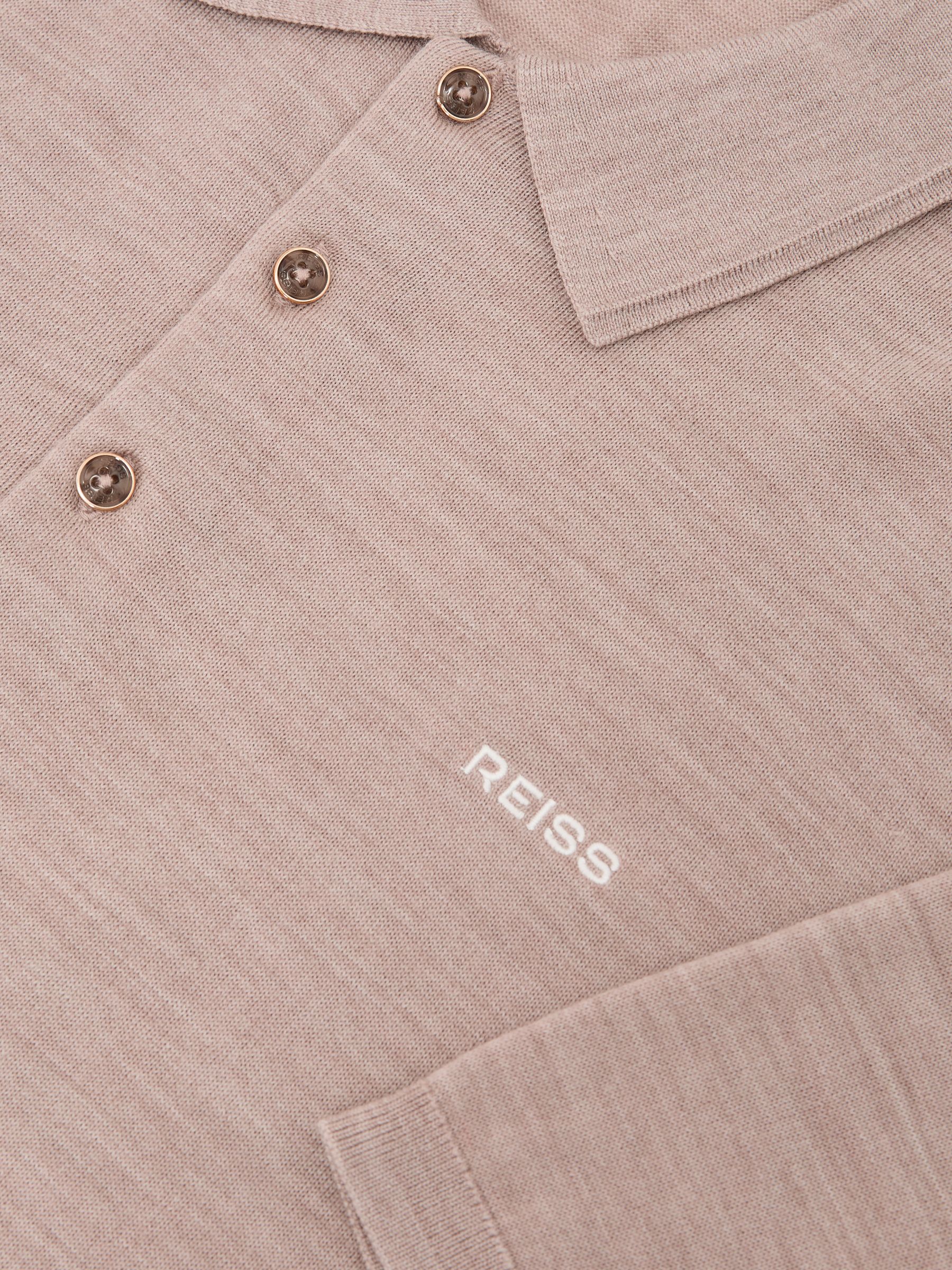 Merino Wool Logo Polo Shirt in Wheat Melange - Image 6 of 6