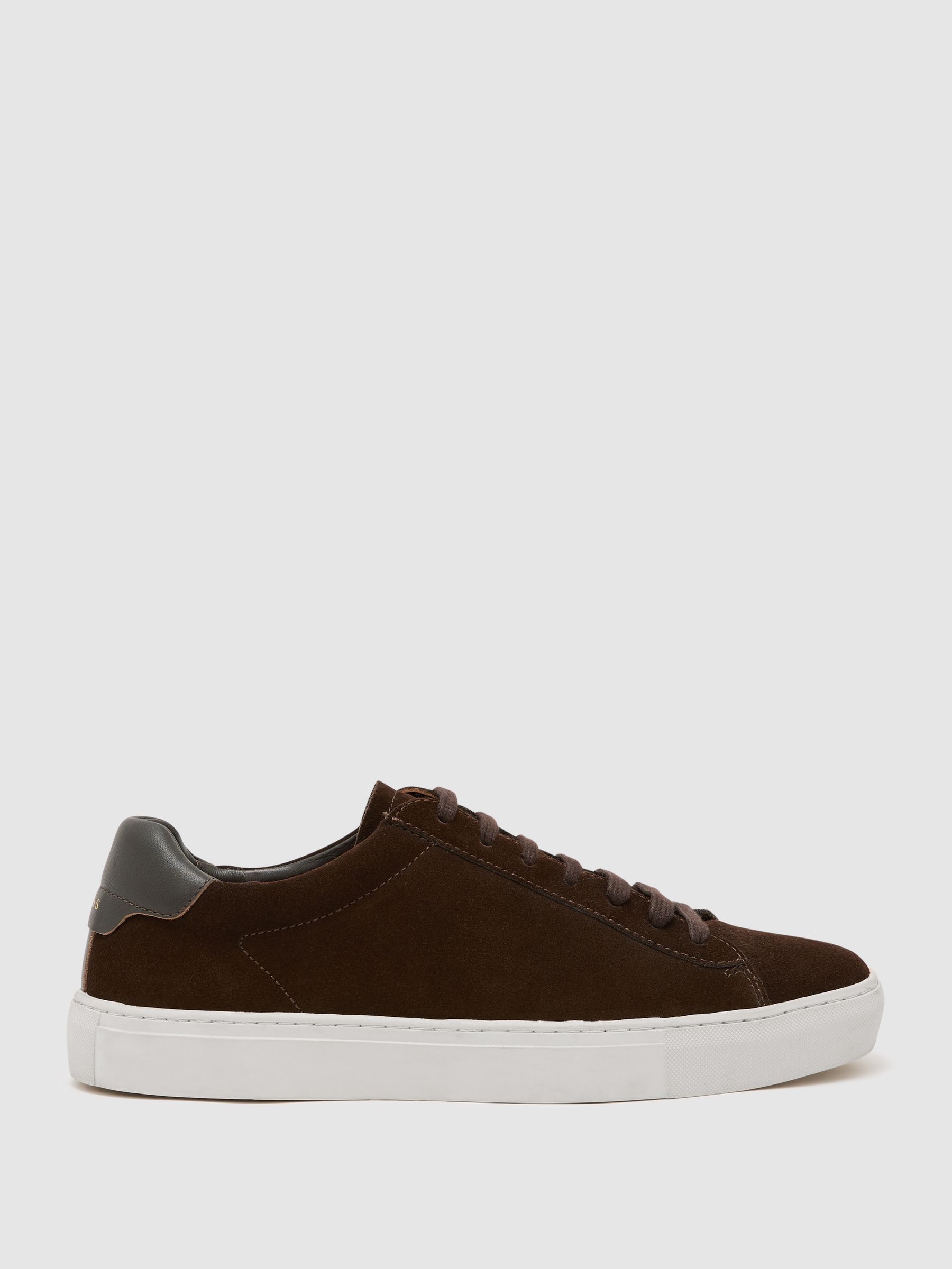 Nubuck Leather Low-Top Trainers in Chocolate Brown - Image 1 of 5
