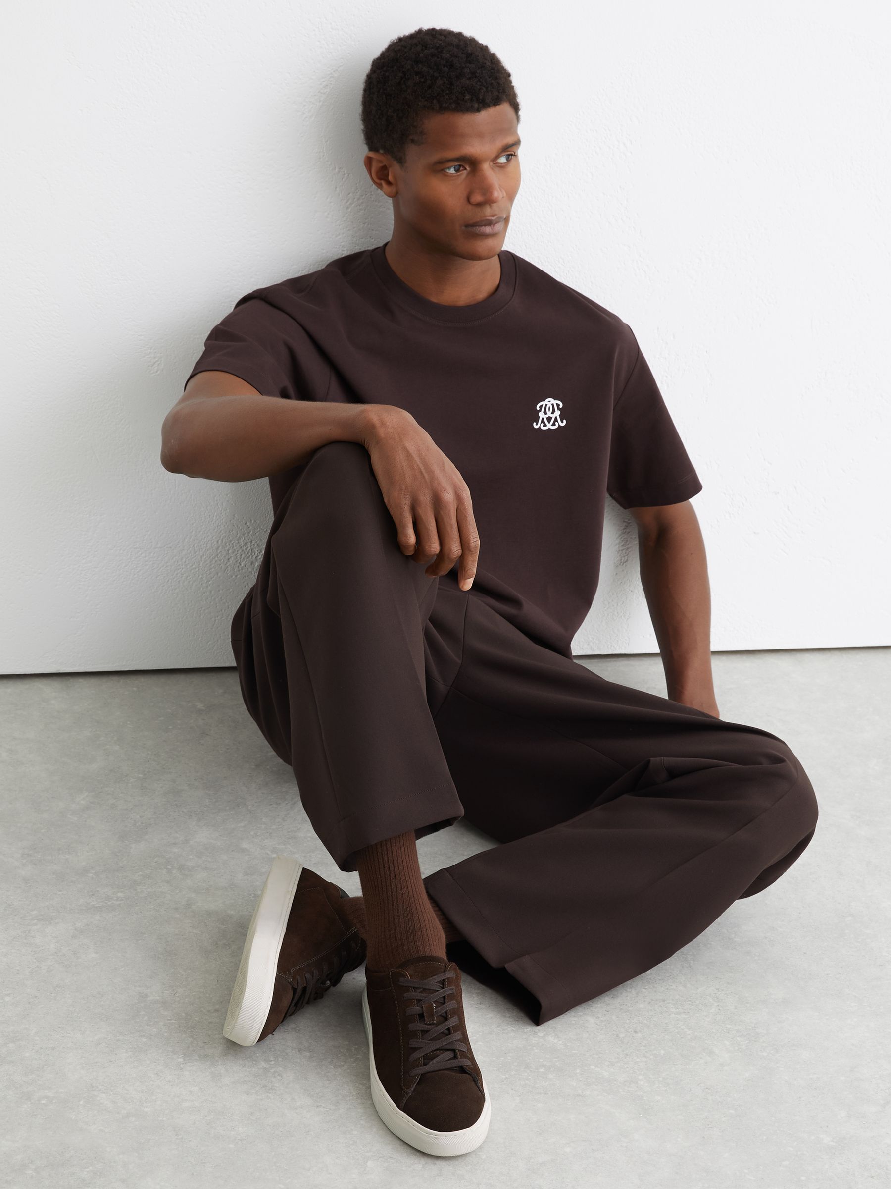 Nubuck Leather Low-Top Trainers in Chocolate Brown - Image 2 of 5