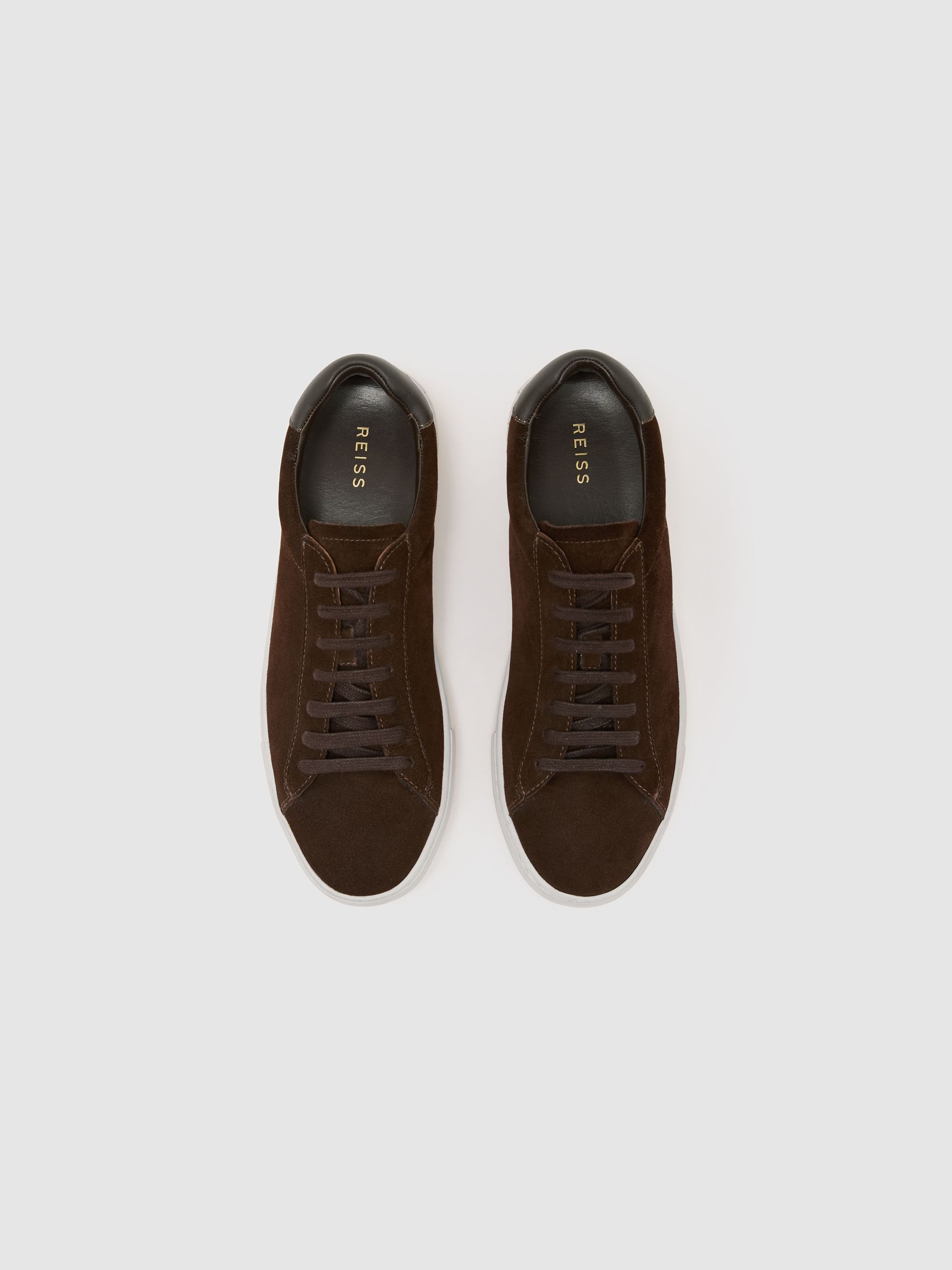 Nubuck Leather Lace-Up Trainers in Chocolate Brown - image 3