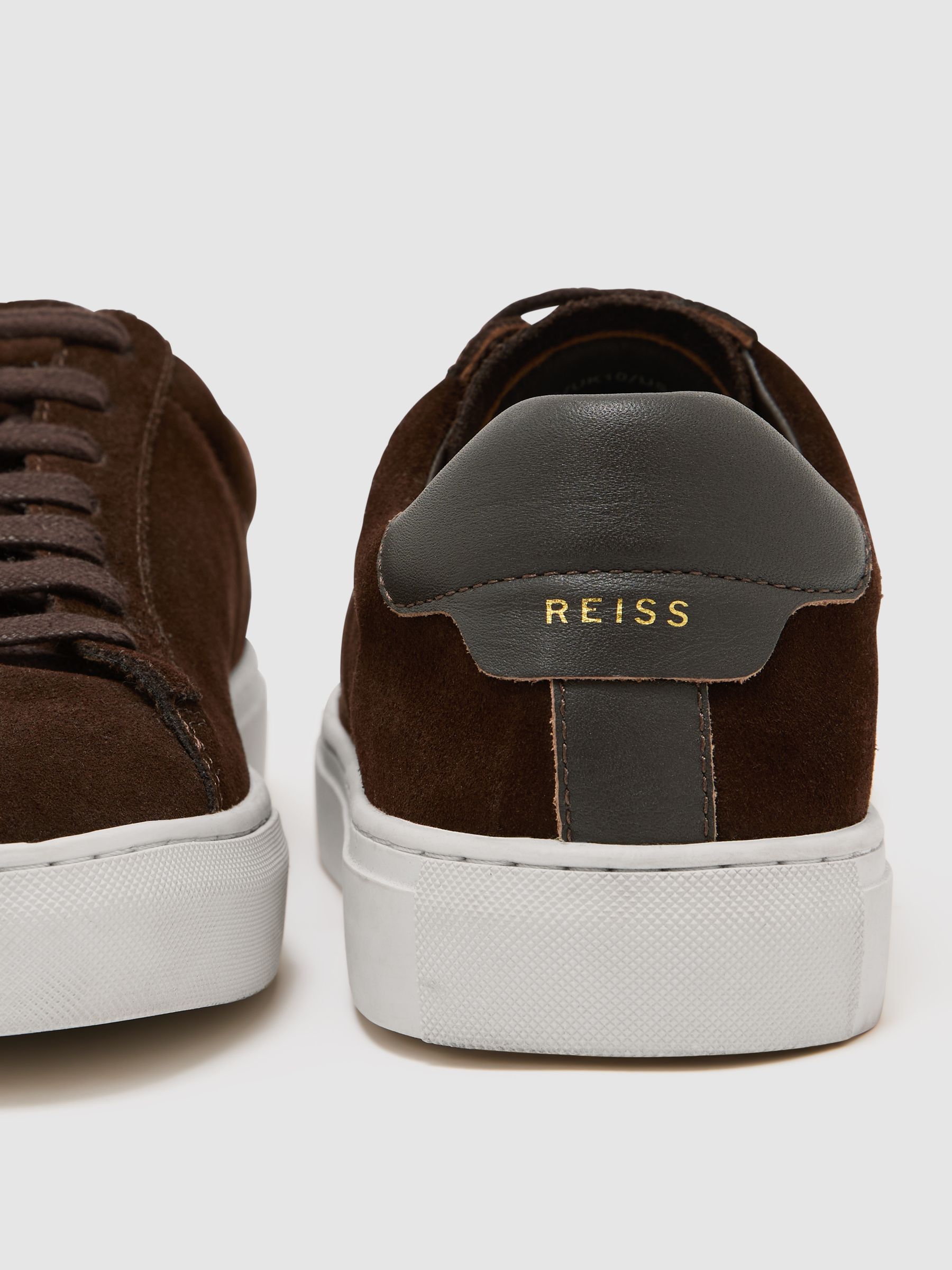 Nubuck Leather Lace-Up Trainers in Chocolate Brown - image 2