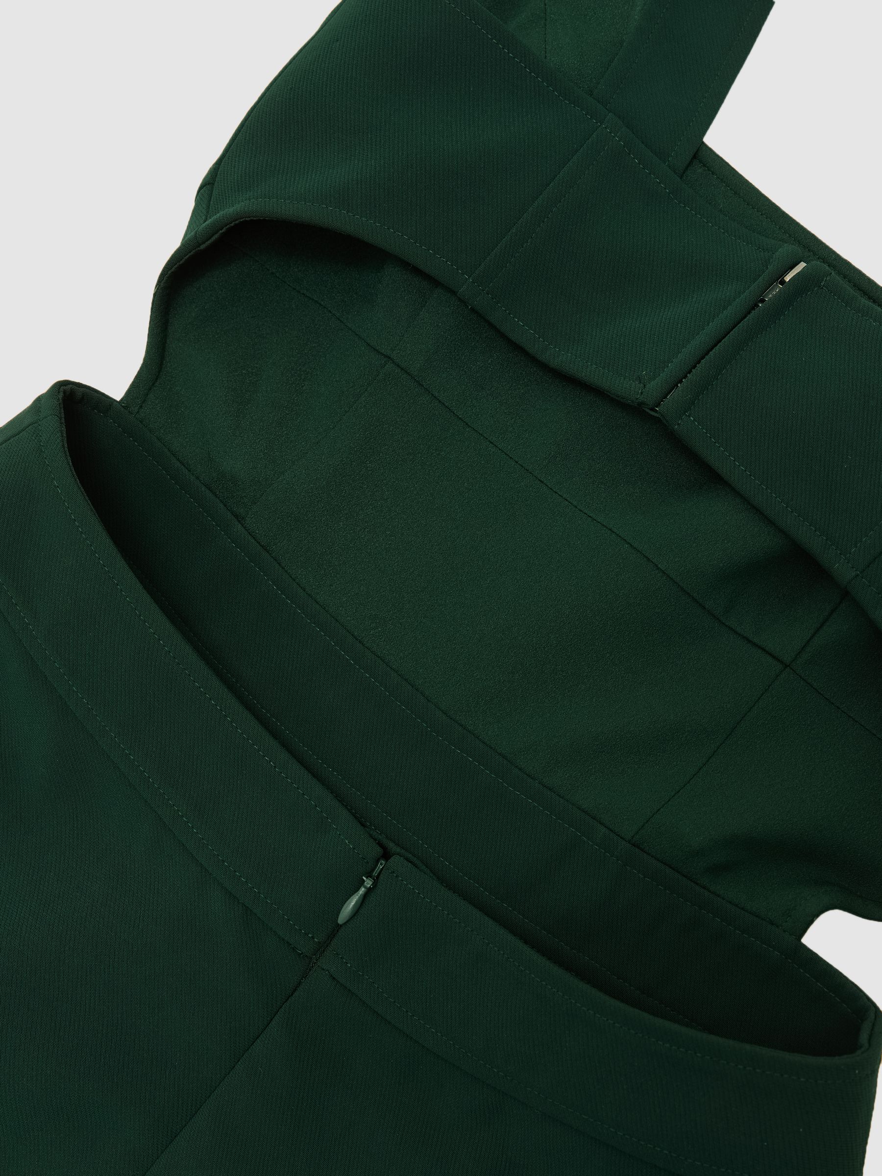 Waisted Cut-Out Twill Midi Dress in Green - image 2