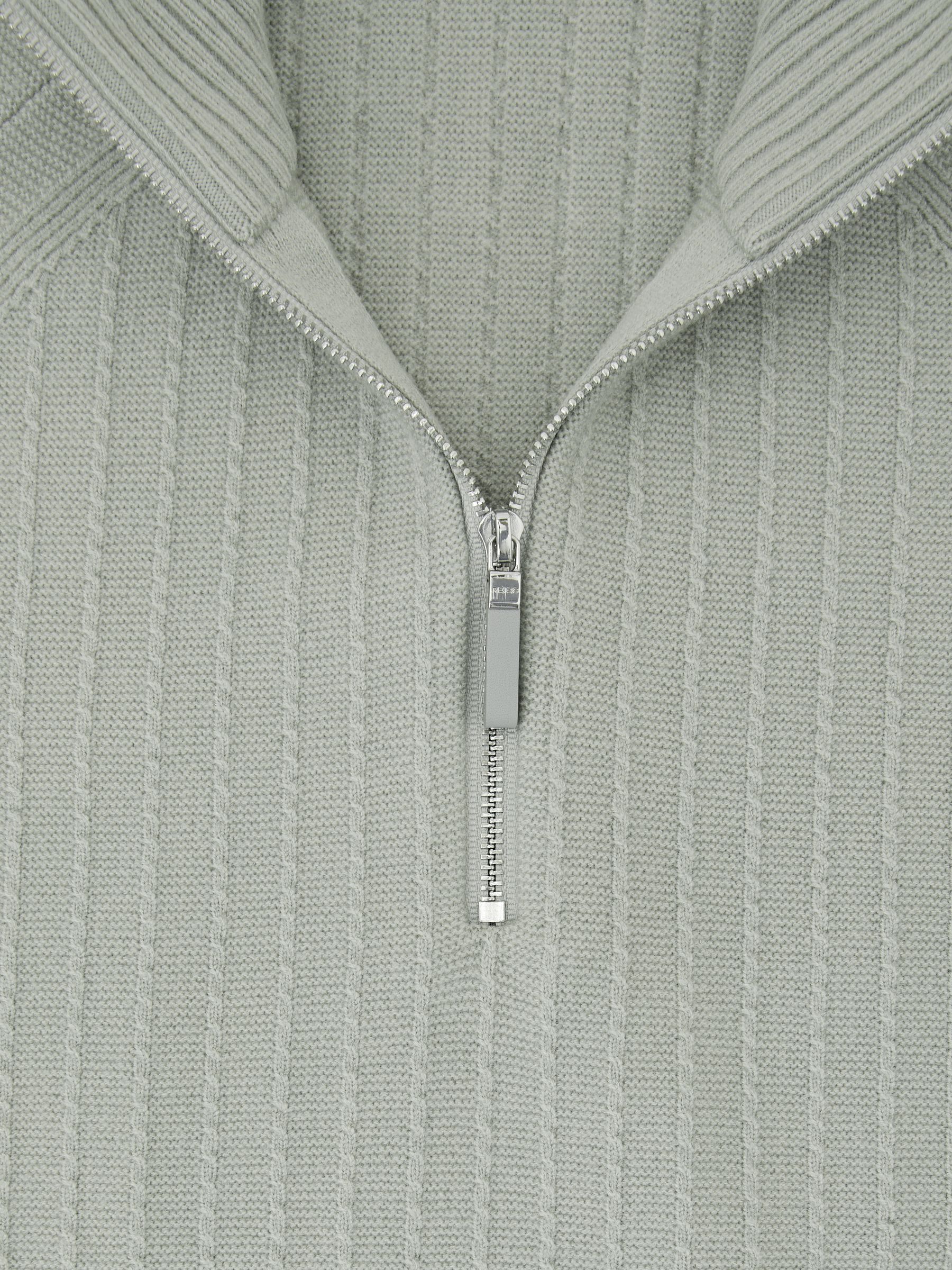 Textured-Knit Half-Zip Jumper with Wool in Sage Green - Image 6 of 6