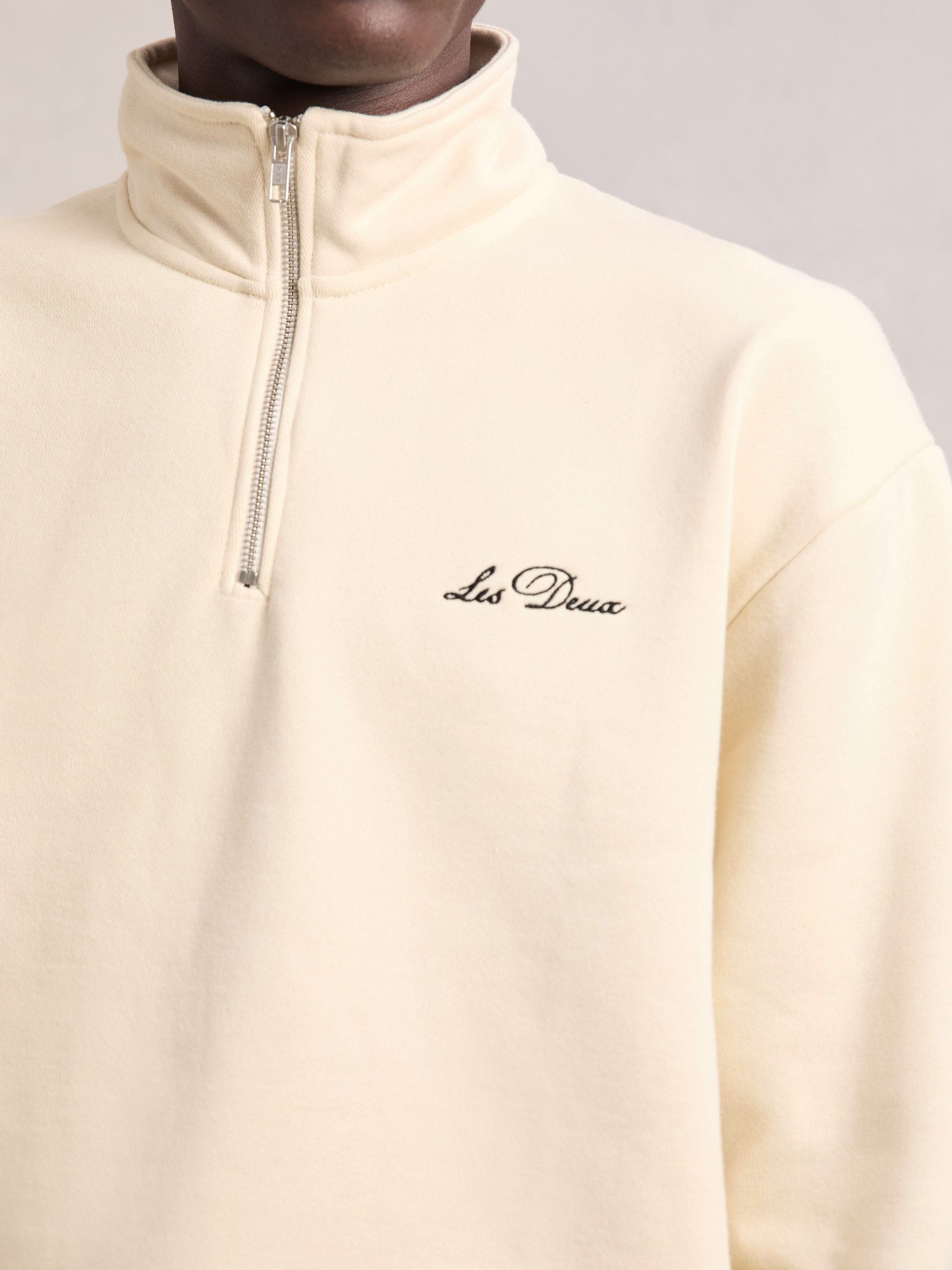 Les Deux Cotton Half-Zip Sweatshirt in Ivory - Image 3 of 5