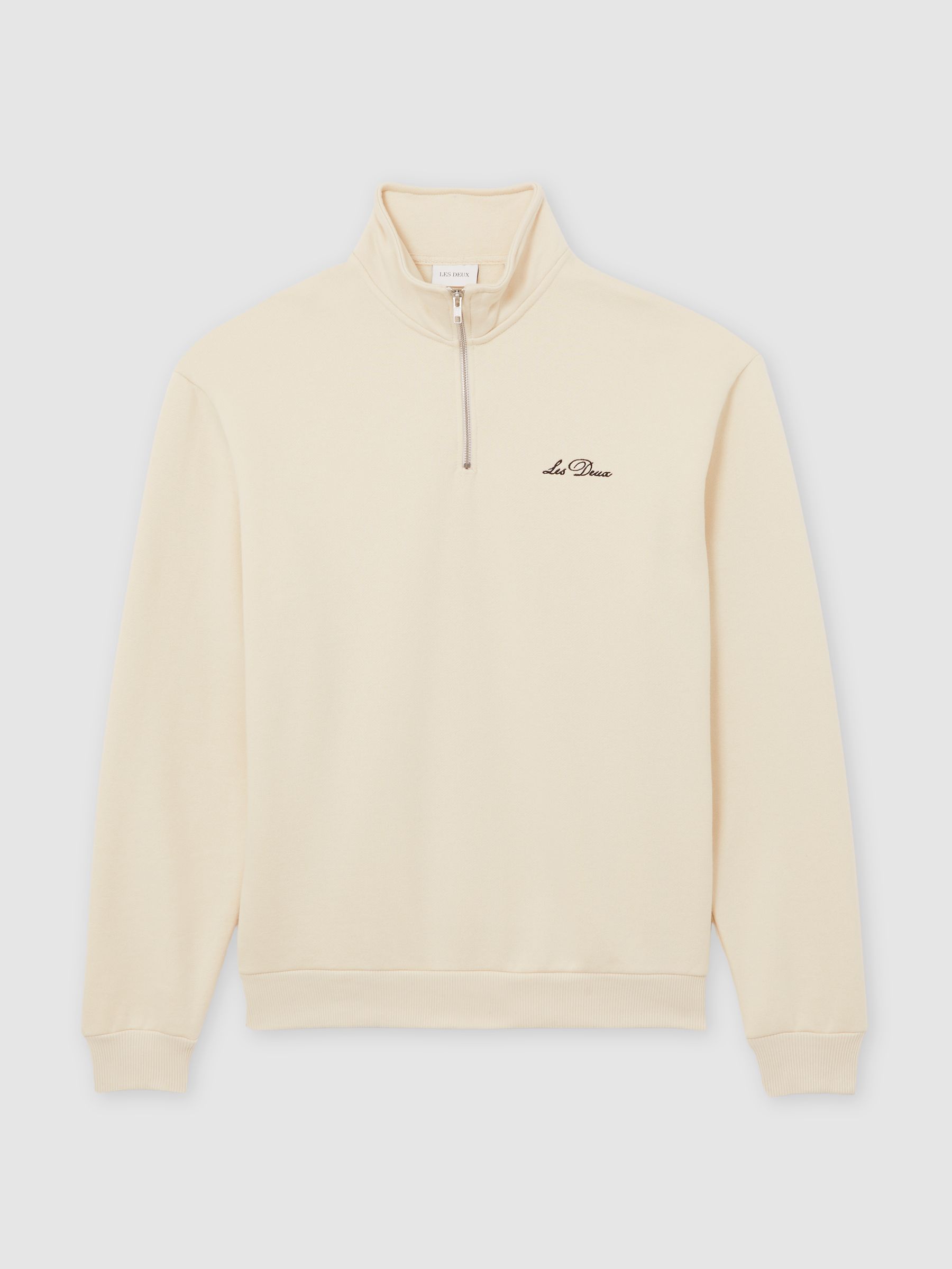 Les Deux Cotton Half-Zip Sweatshirt in Ivory - Image 4 of 5