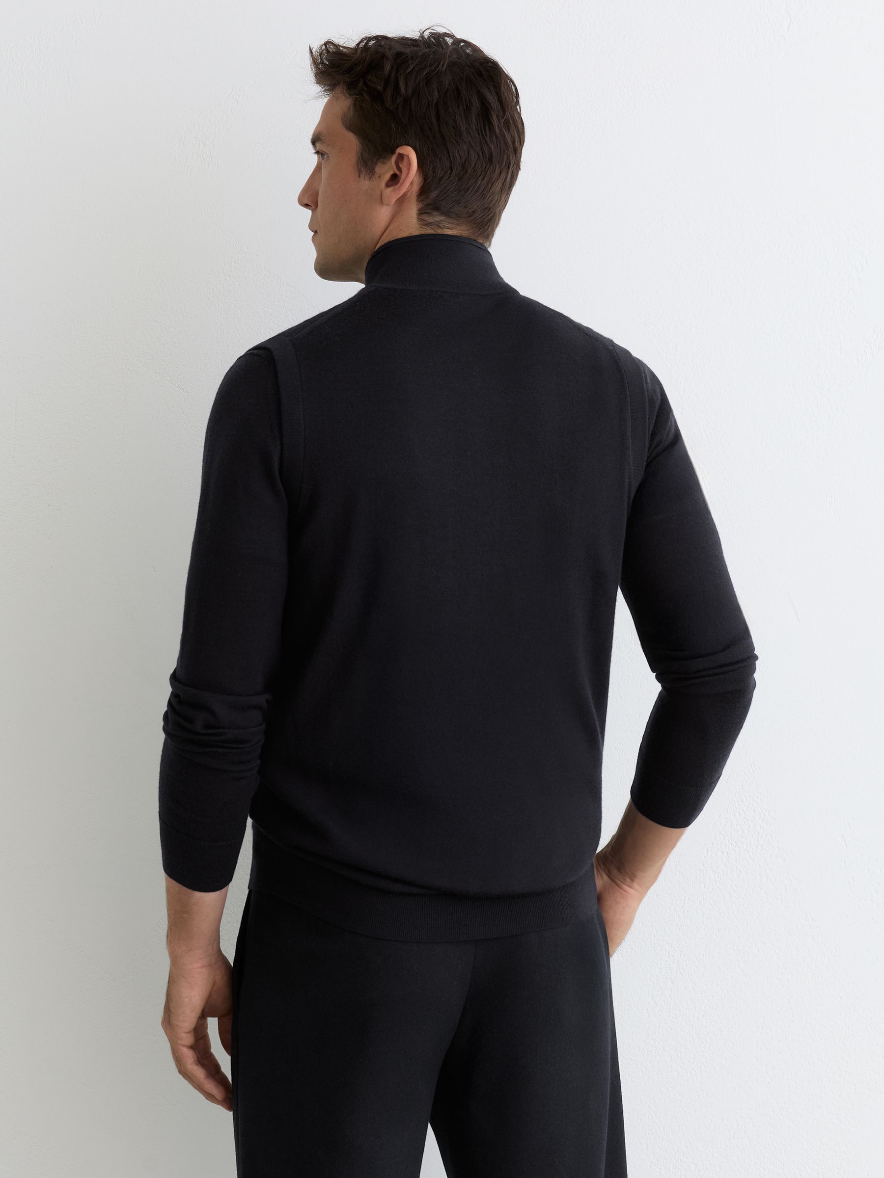 Wool Zip-Through Gilet in Navy - image 4