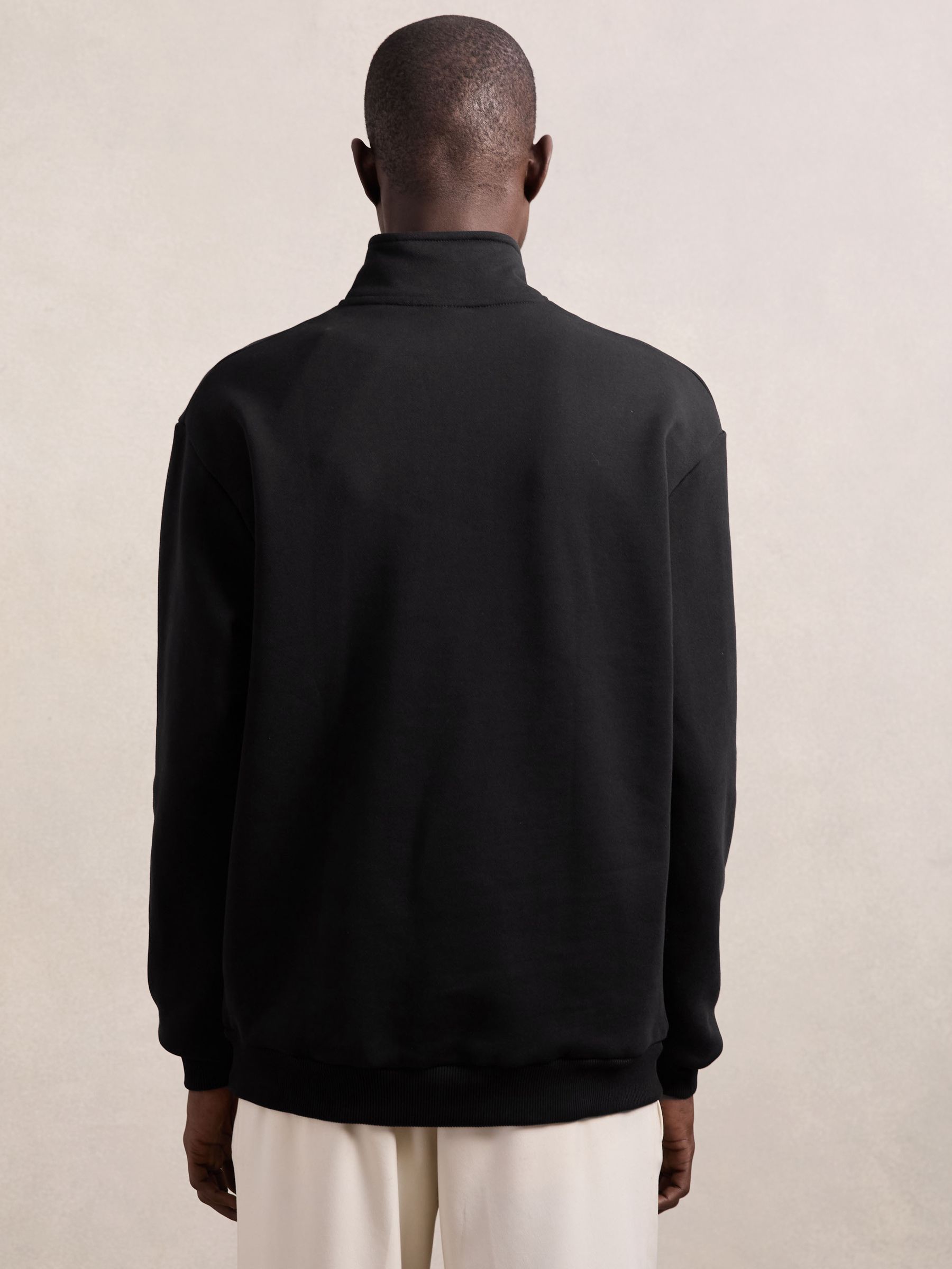 Les Deux Cotton Half-Zip Sweatshirt in Black - Image 2 of 5