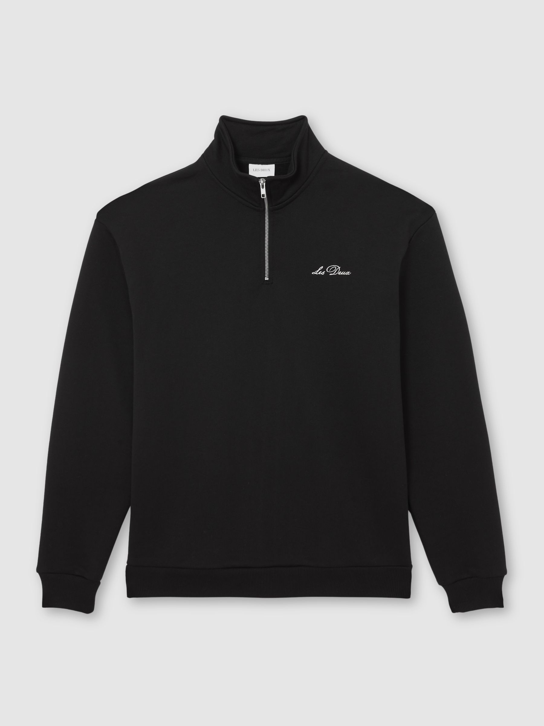 Les Deux Cotton Half-Zip Sweatshirt in Black