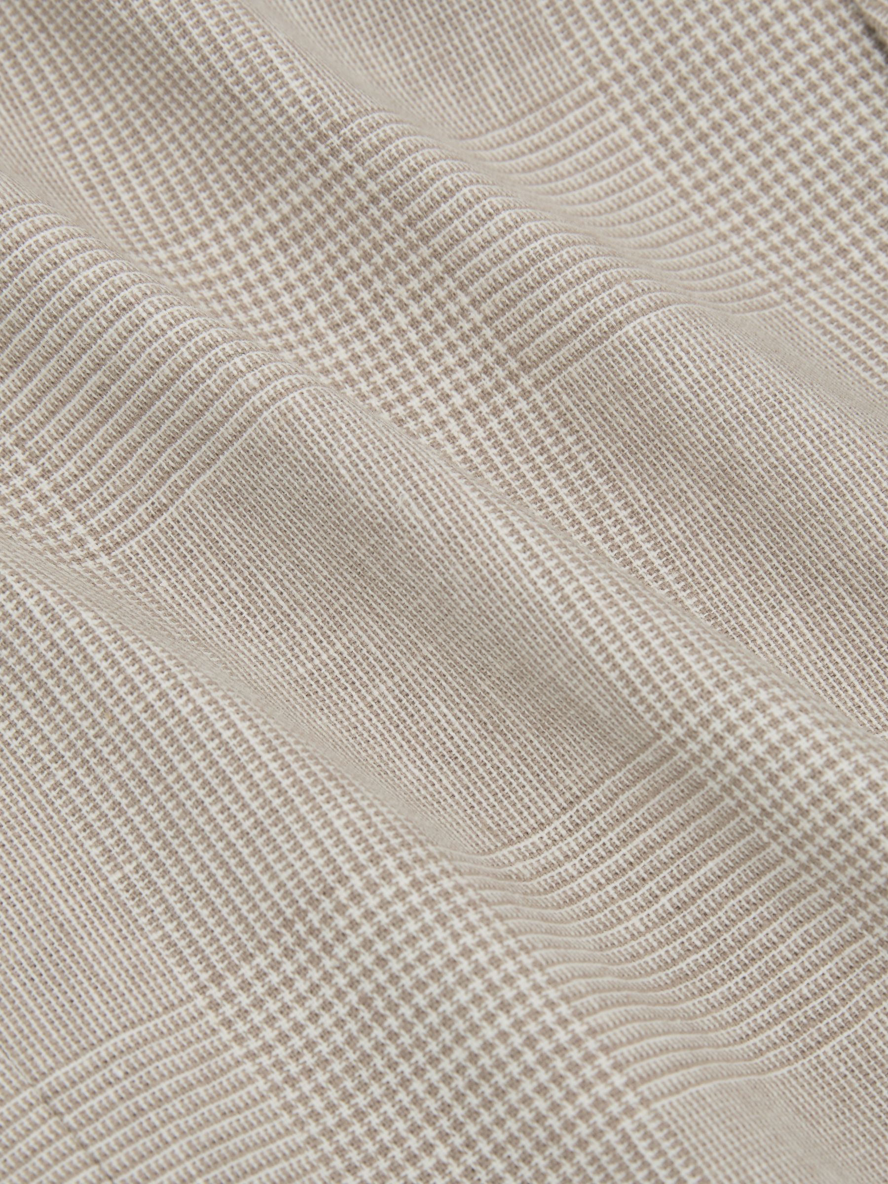 Linen-Cotton Single-Breasted Check Blazer Tailored-Fit in Oatmeal Brown - image 2