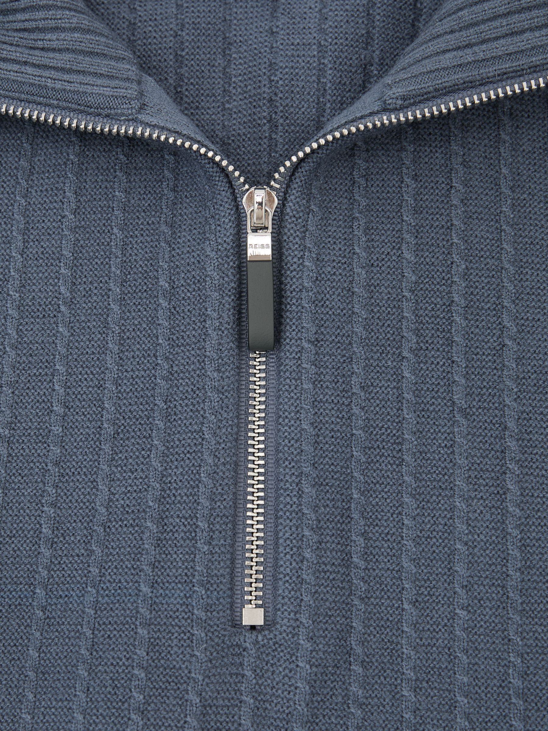 Textured-Knit Half-Zip Jumper with Wool in Airforce Blue - image 3