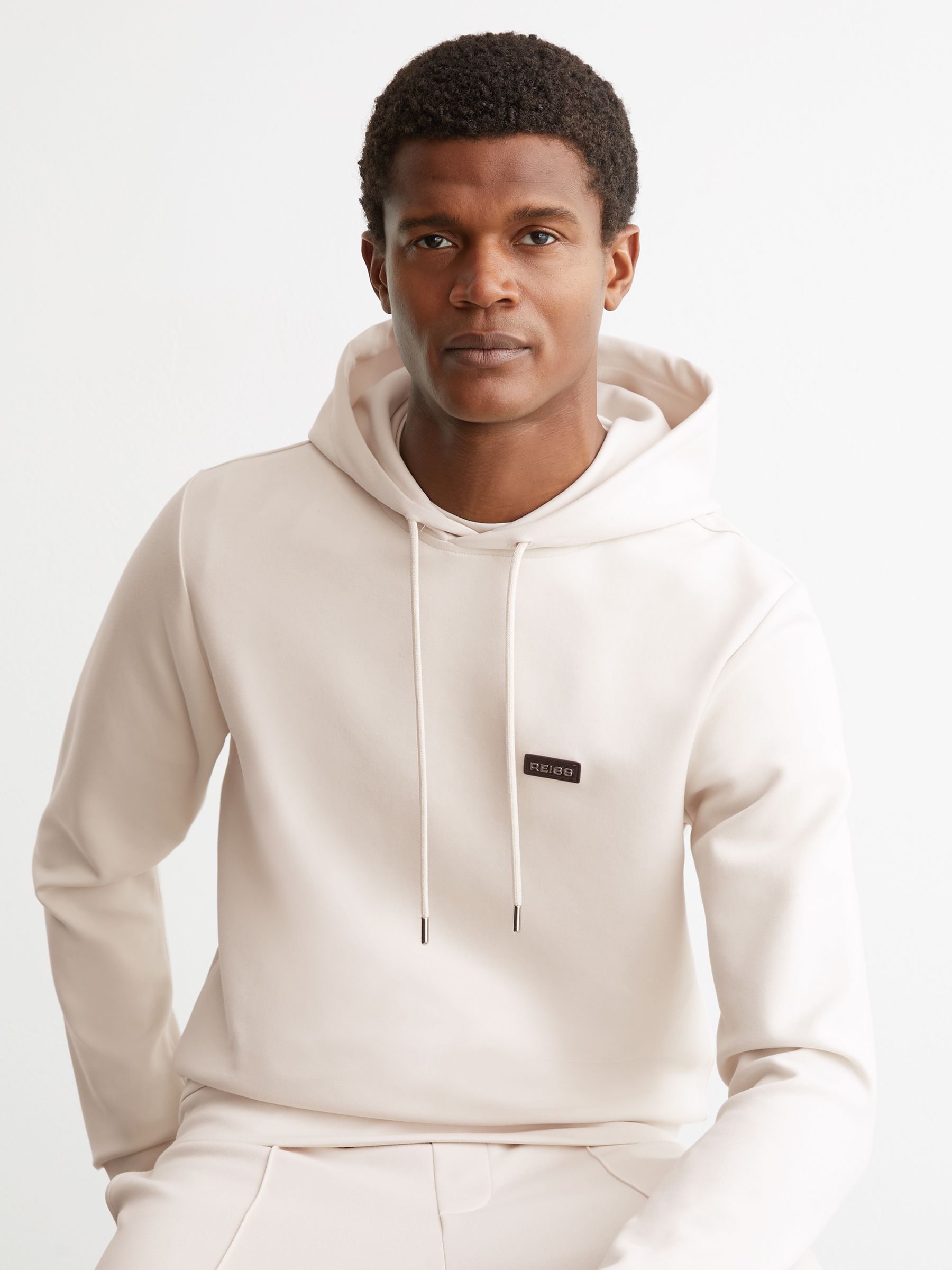 Premium Interlock-Jersey Logo Hoodie in Off White - image 2