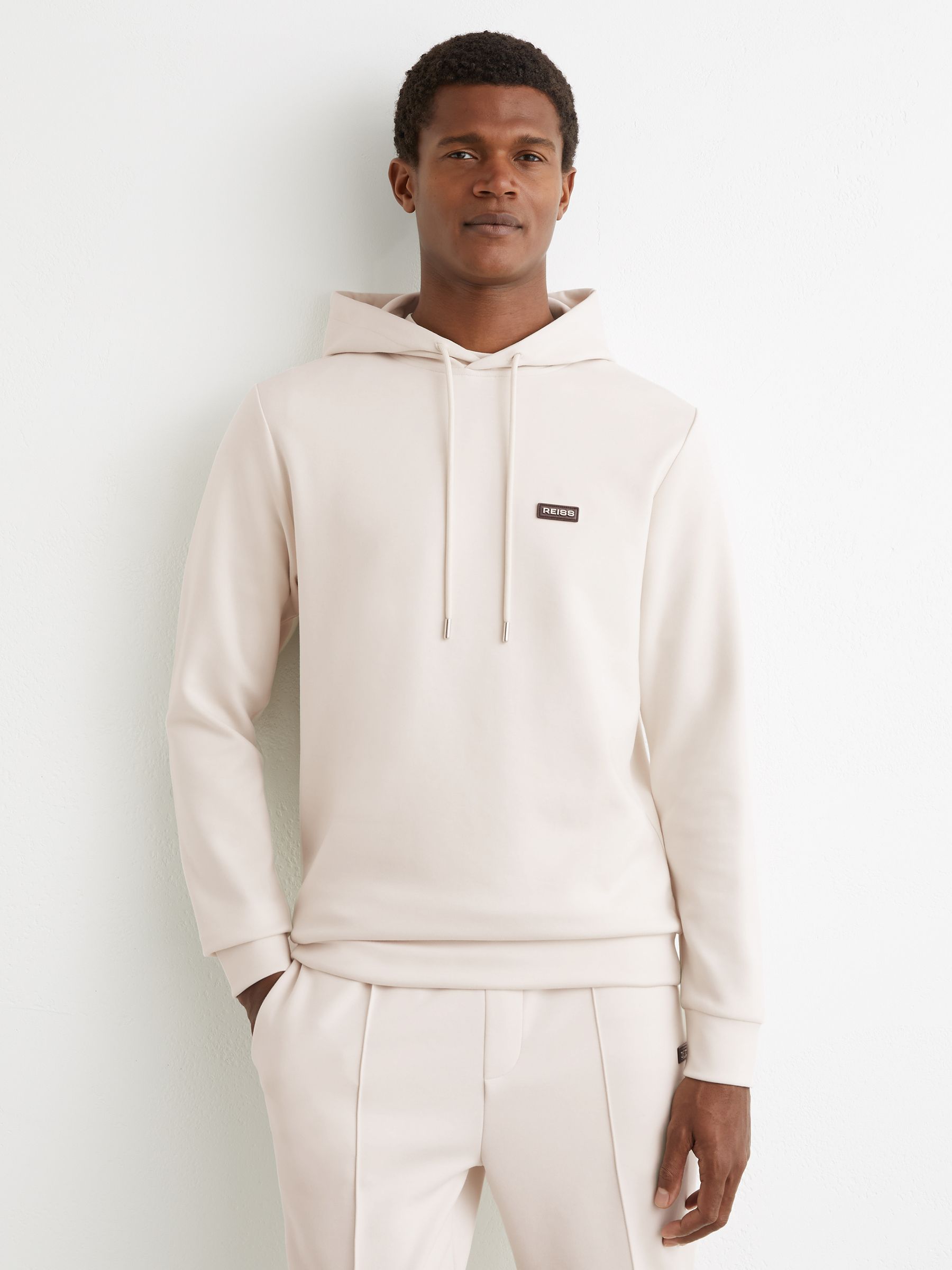Premium Interlock-Jersey Logo Hoodie in Off White - image 5