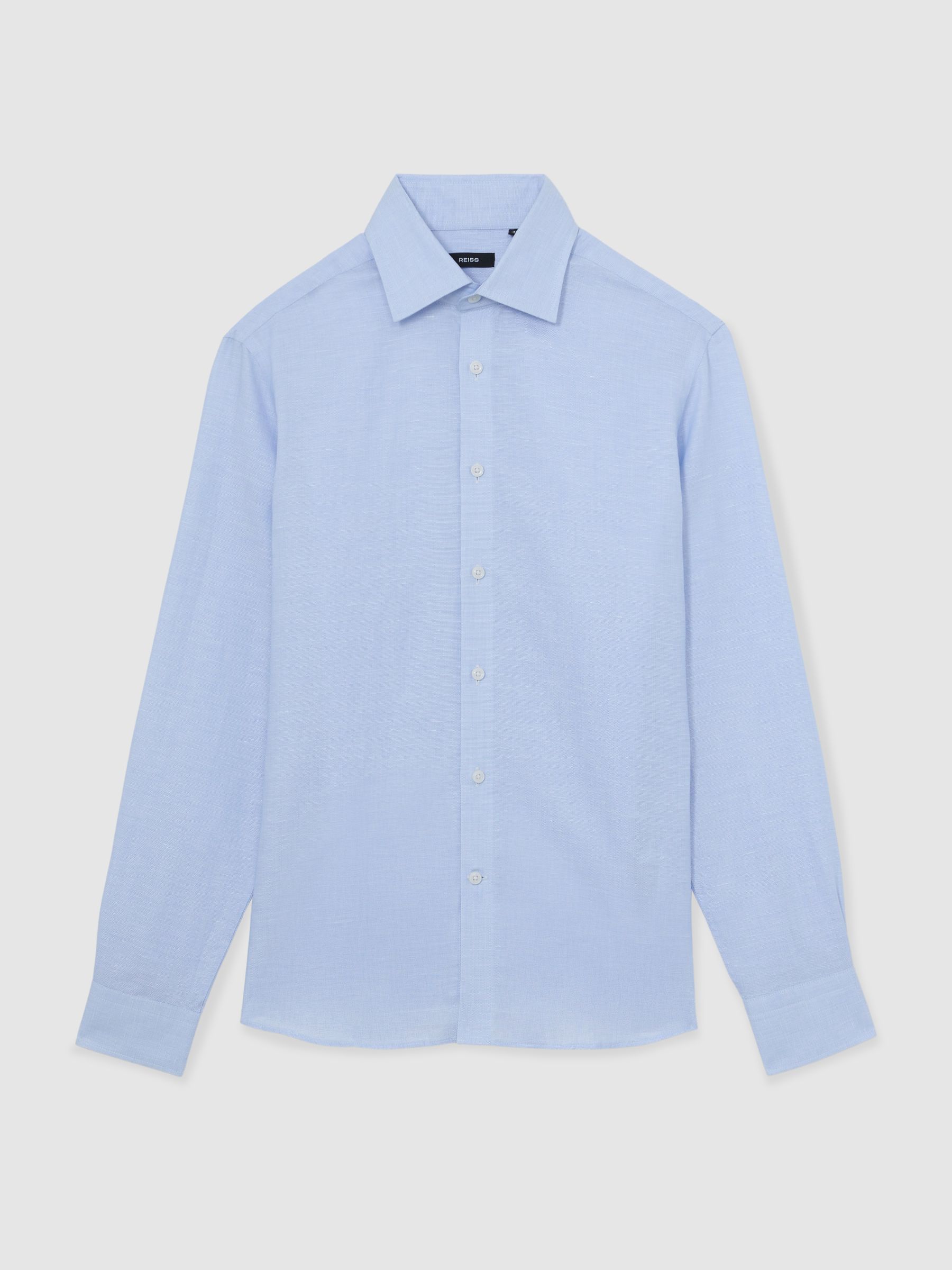 Lyocell-Linen Button-Through Shirt Regular-Fit in Soft Blue - Image 2 de 8 Lyocell-Linen Button-Through Shirt Regular-Fit in Soft Blue - Image 2 de 8