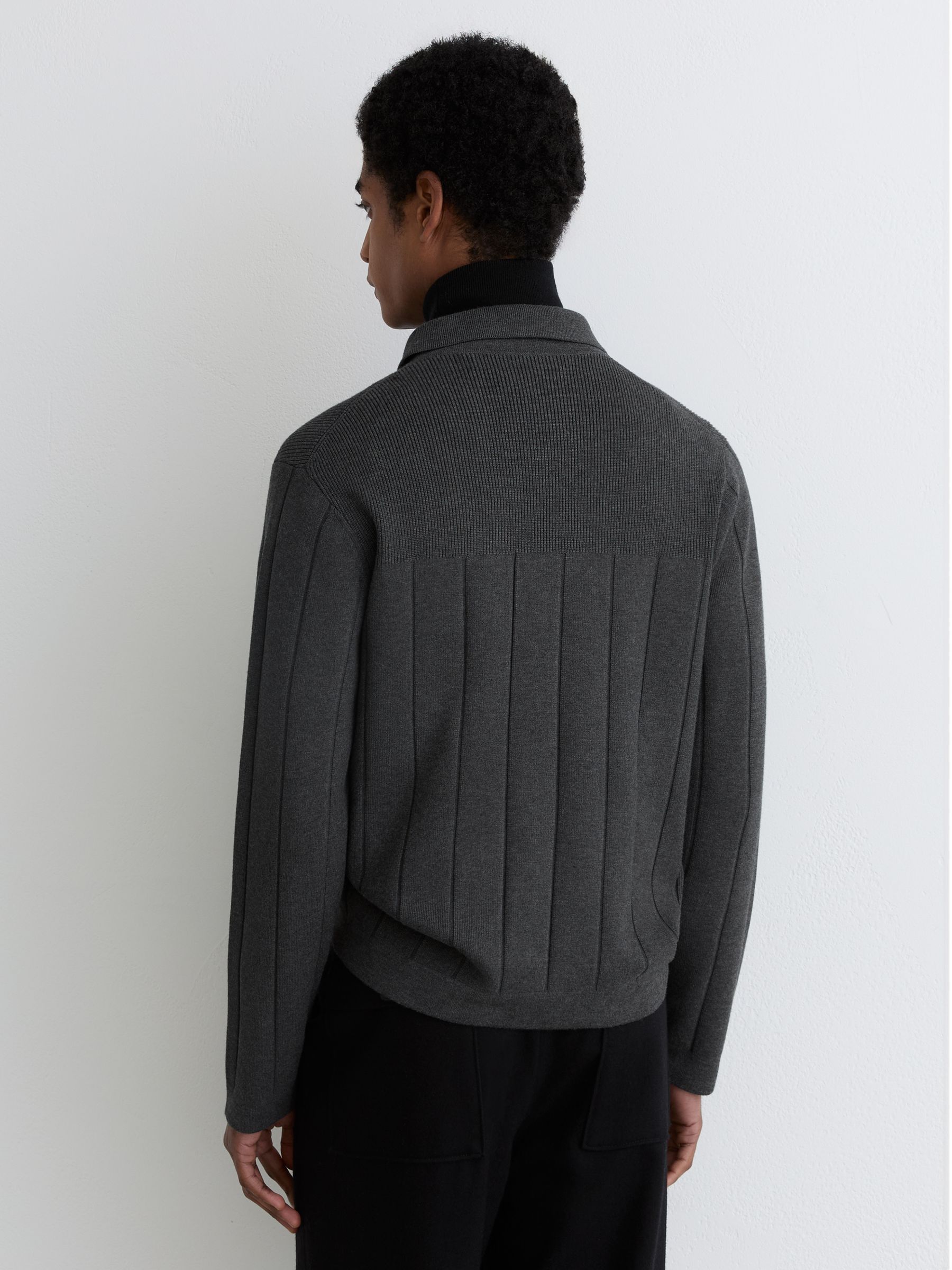 Wide-Rib Zip-Through Cardigan in Charcoal Melange - image 5