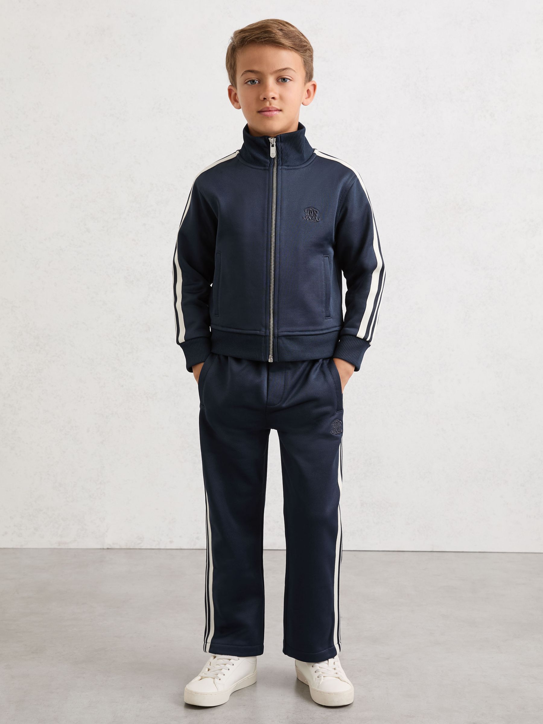 Veste de survêtement Monogram à rayures latérales bleu marine (3-9 ans) - Image 3 de 7