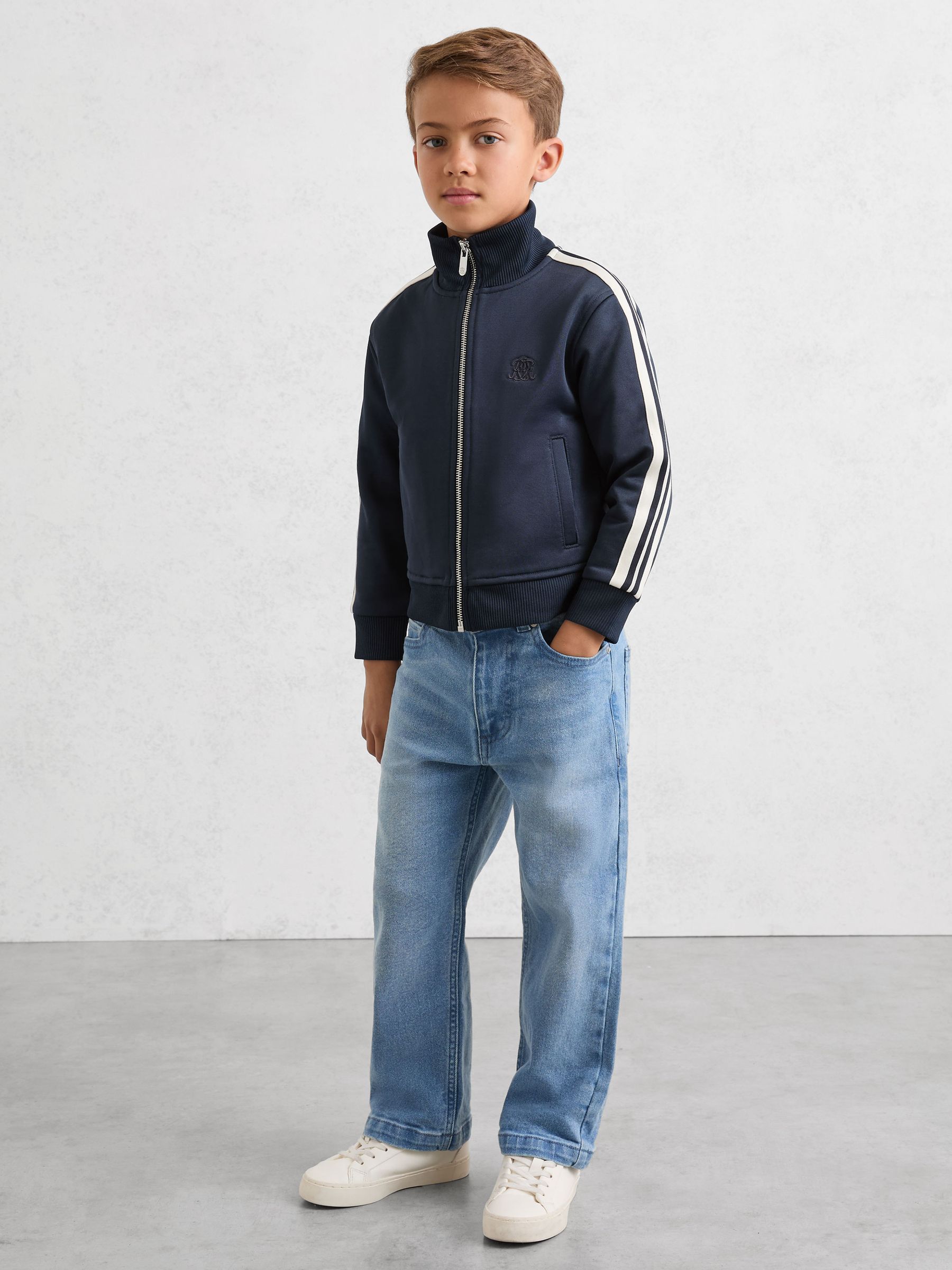 Veste de survêtement Monogram à rayures latérales bleu marine (3-9 ans) - Image 6 de 7