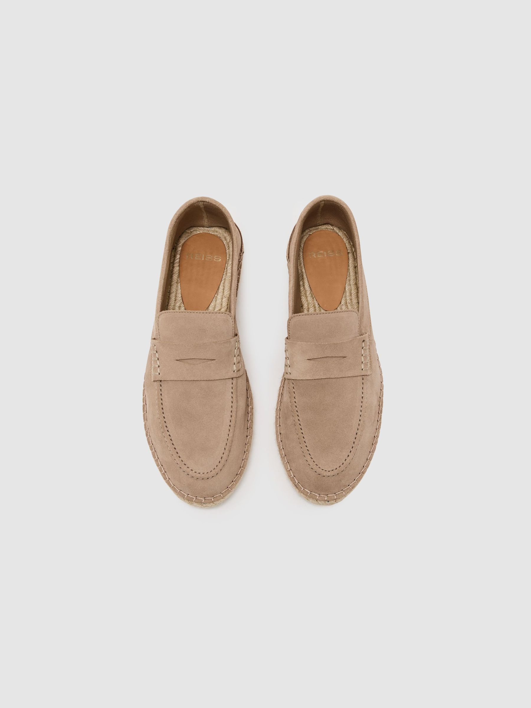 Suede Penny Loafer Espadrilles in Stone - image 4