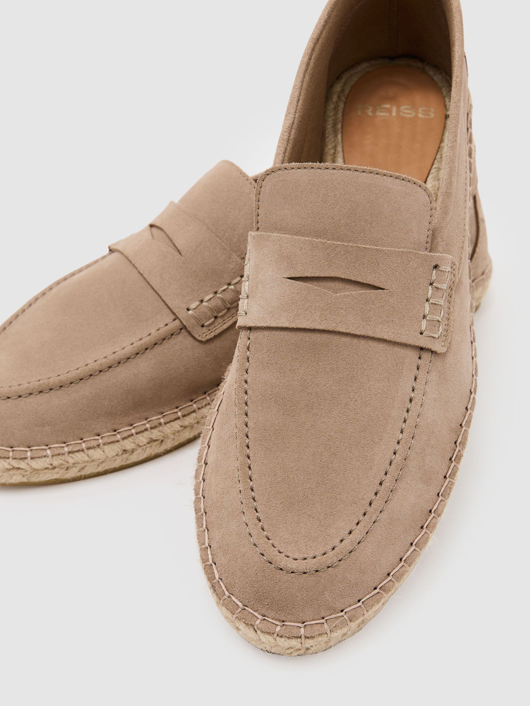 Suede Penny Loafer Espadrilles in Stone - image 2