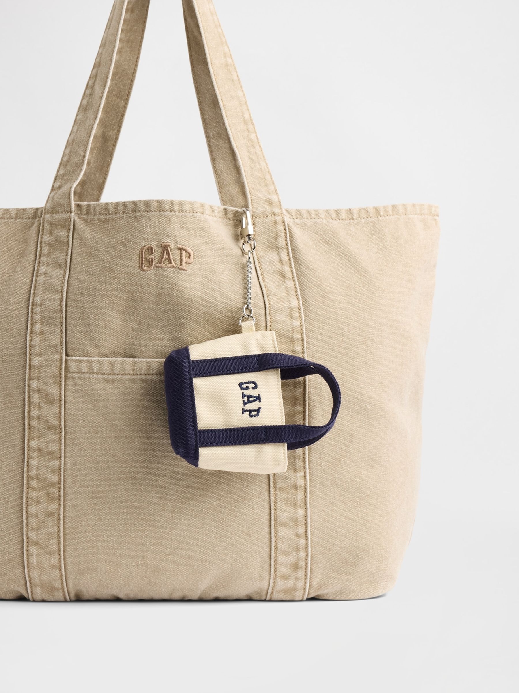 Cream Logo Tote Keychain Charm - Image 2 of 2 Cream Logo Tote Keychain Charm - Image 2 of 2
