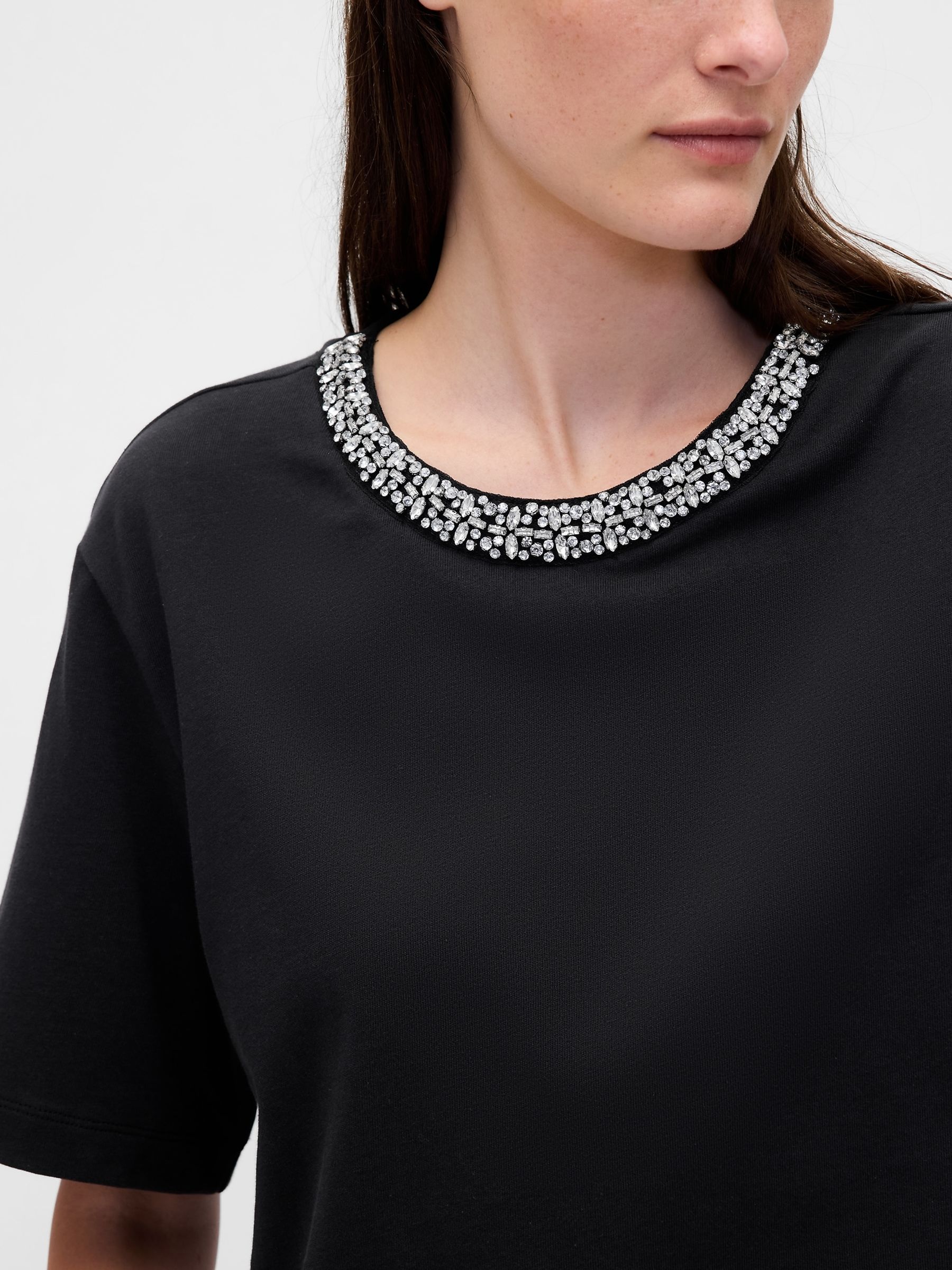 Black Heavyweight Jewel-Neck Crop T-Shirt - Image 3 of 7