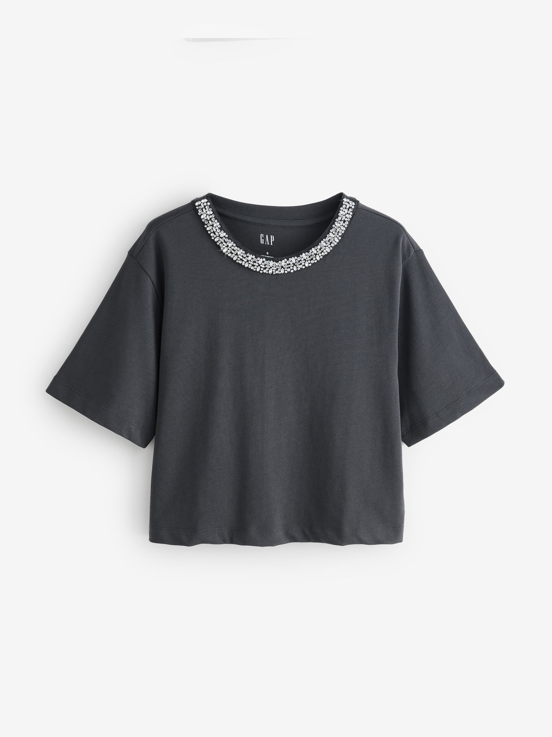 Black Heavyweight Jewel-Neck Crop T-Shirt - Image 4 of 7