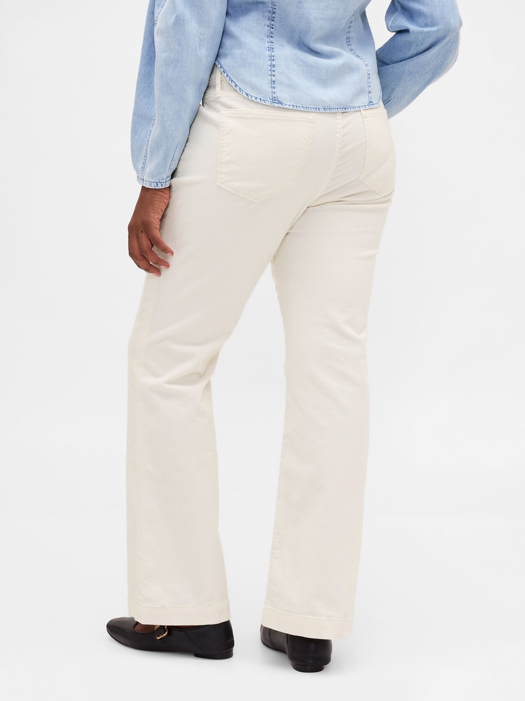 White Low Rise Corduroy Long and Lean Trousers - Image 6 of 6 White Low Rise Corduroy Long and Lean Trousers - Image 6 of 6