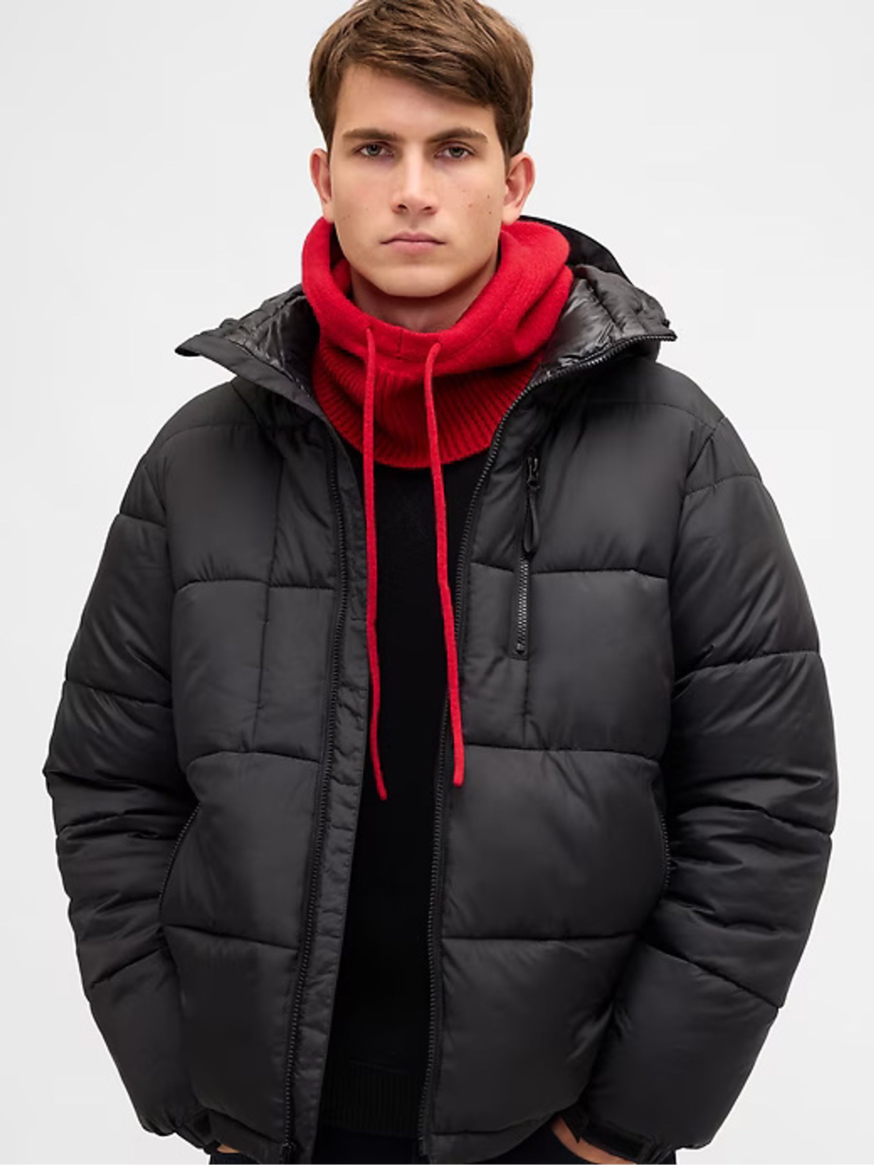 Red CashSoft Drawcord Knitted Snood Hat - Image 5 of 6