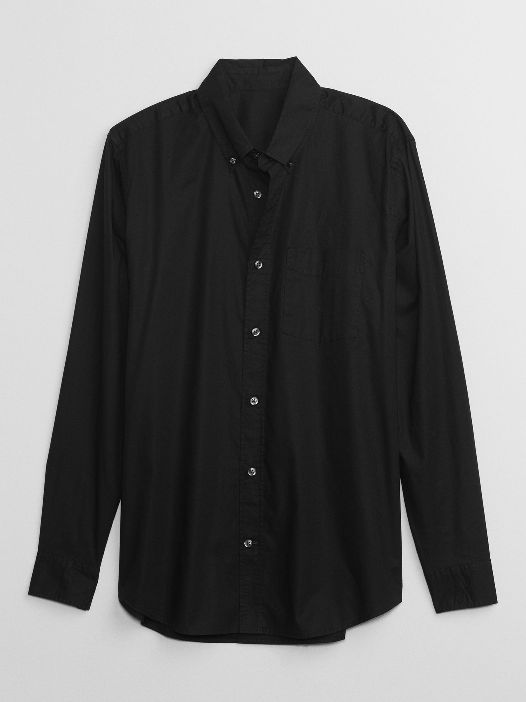 Black Stretch Poplin Shirt in Standard Fit - Image 4 of 4 Black Stretch Poplin Shirt in Standard Fit - Image 4 of 4