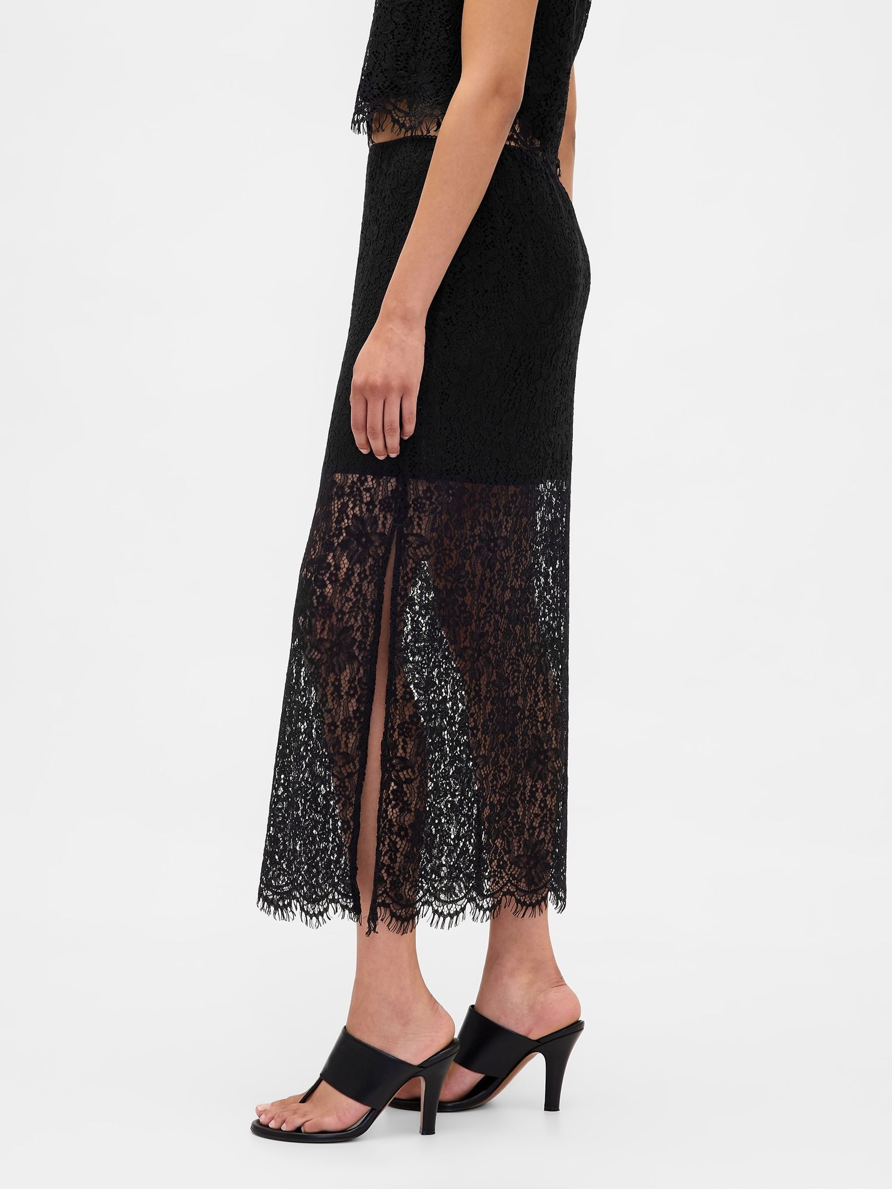 Black Lace Maxi Skirt - Image 3 of 4