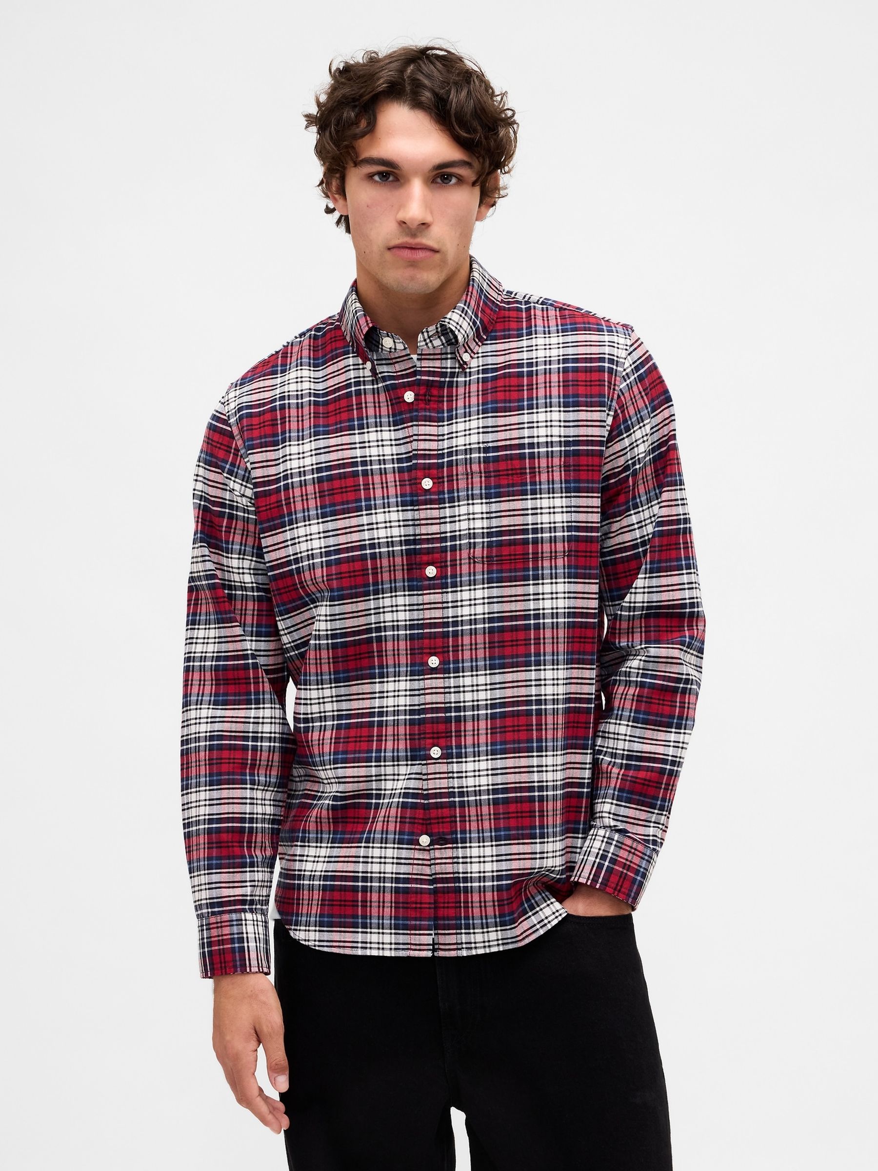 Red/Blue Check Oxford Shirt - Image 1 of 4 Red/Blue Check Oxford Shirt - Image 1 of 4