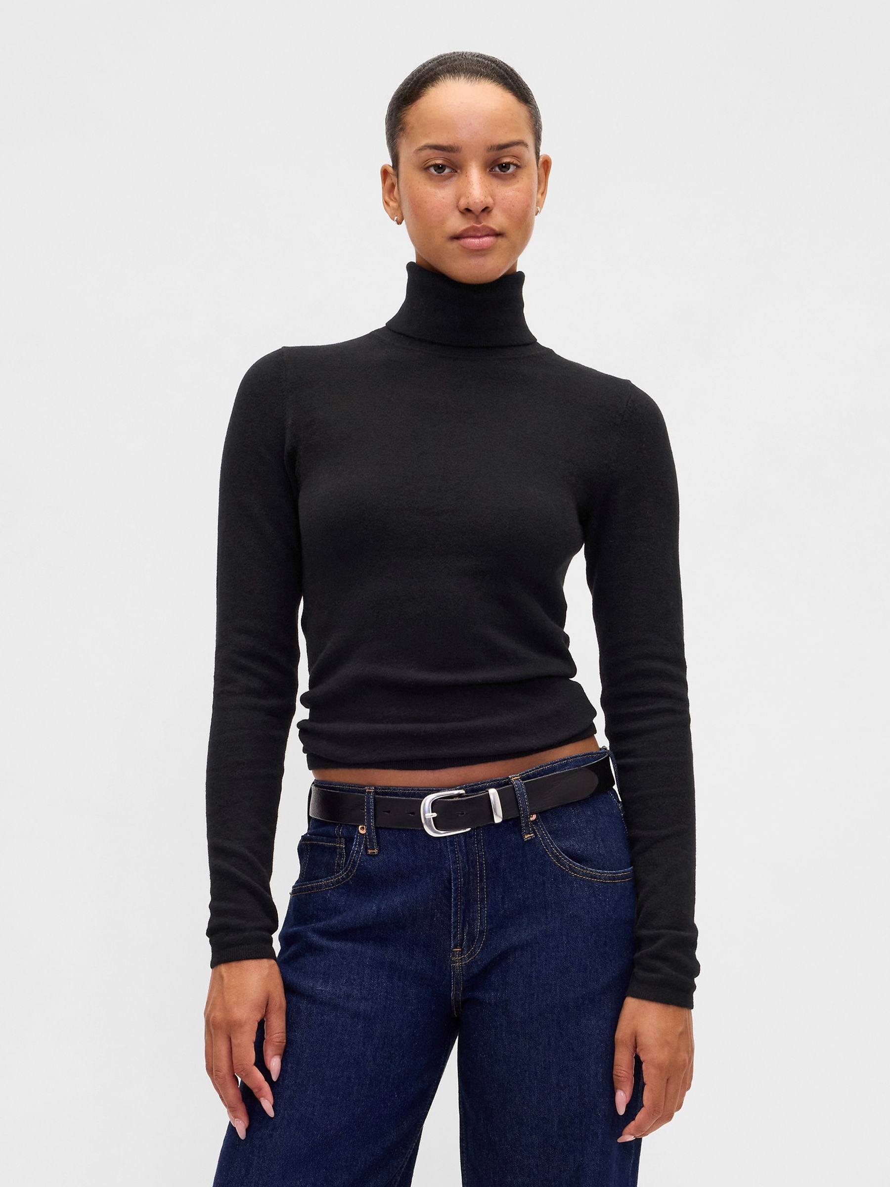 Black CashSoft Stretch Turtle Neck Jumper | Gap