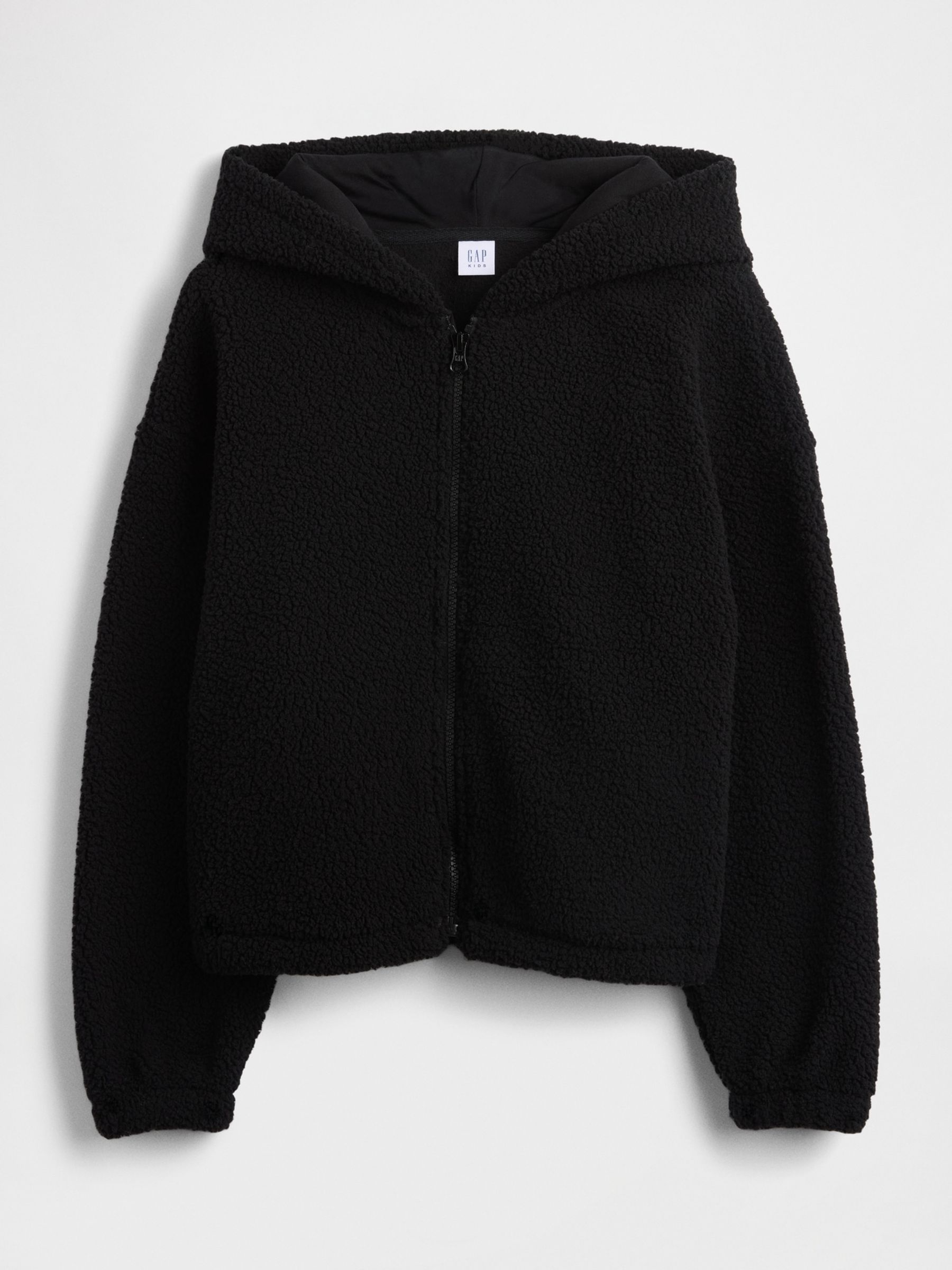 Black Sherpa Relaxed Zip Hoodie (4-13yrs) - Image 1 of 2
