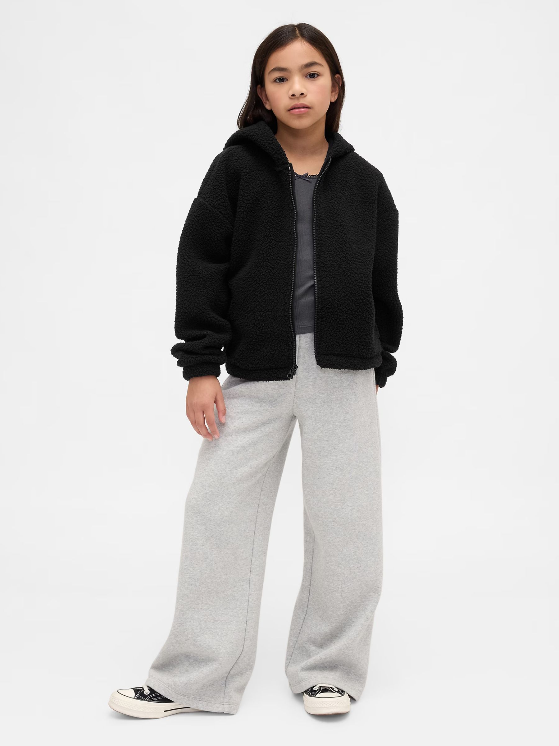 Black Sherpa Relaxed Zip Hoodie (4-13yrs) - Image 3 of 5