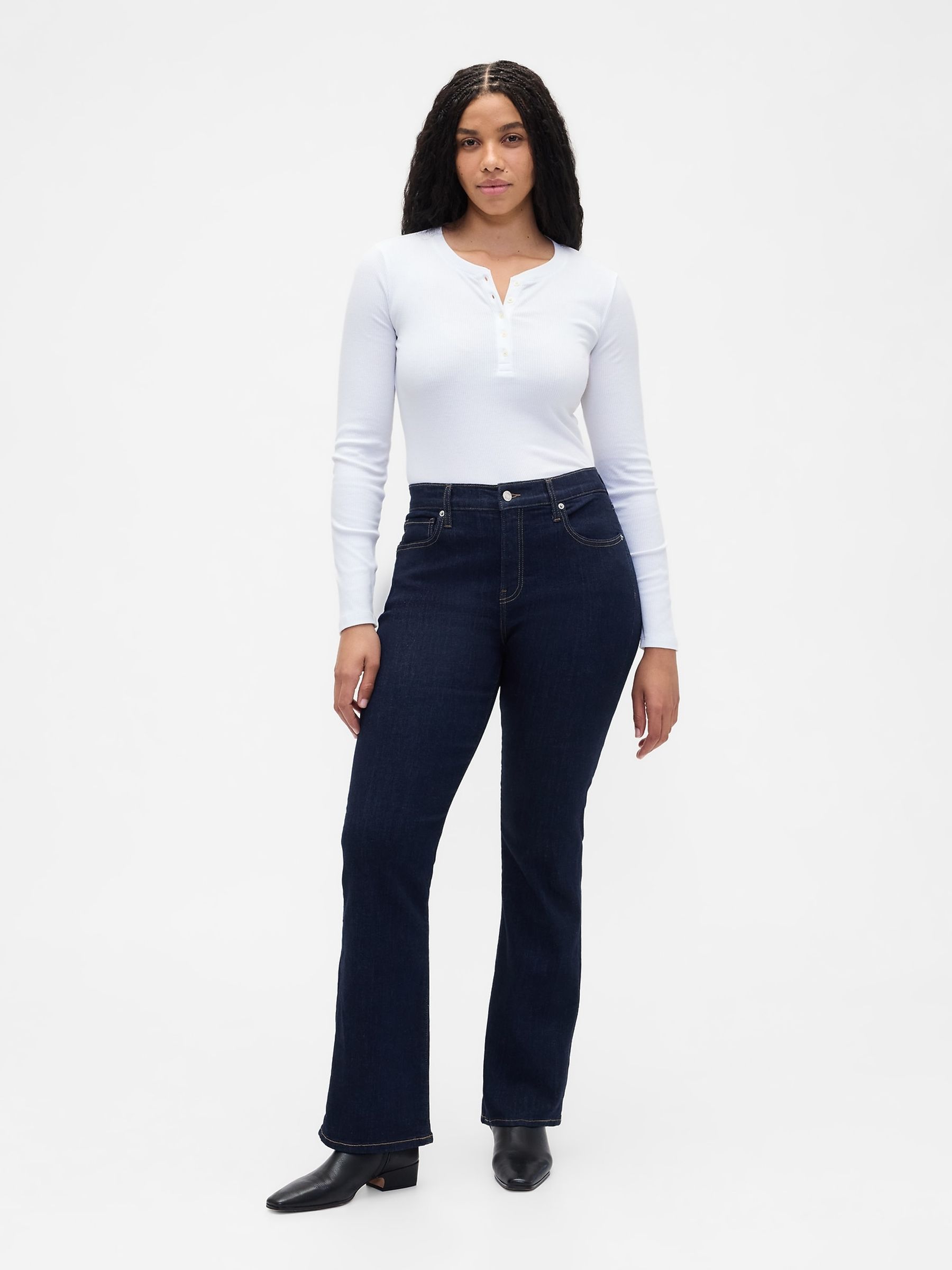 Blue Mid Waisted Universal Bootcut Jeans - Image 2 of 6 Blue Mid Waisted Universal Bootcut Jeans - Image 2 of 6
