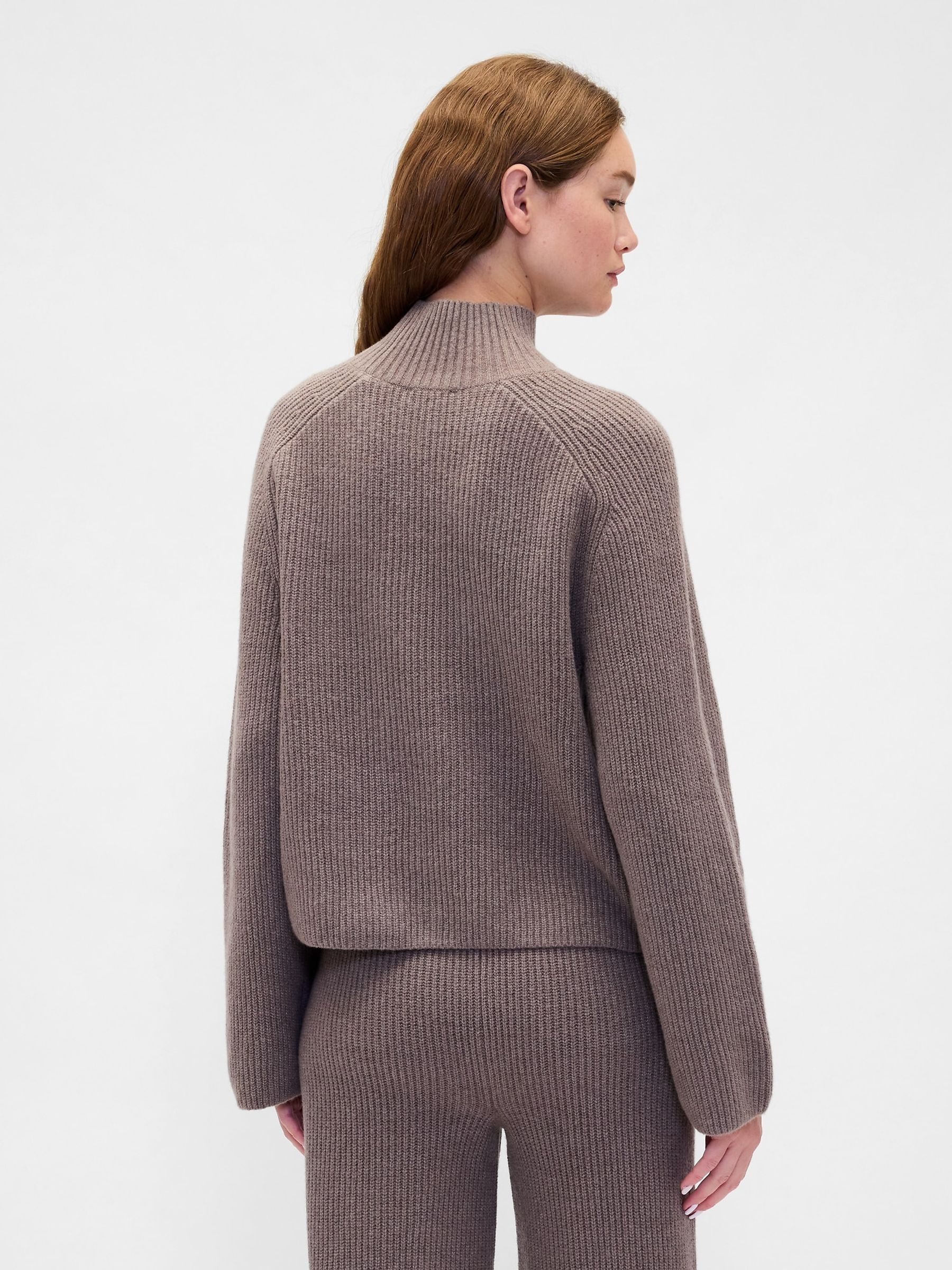 CashSoft Light Brown Shaker-Stitch Turtle Neck Jumper | Gap