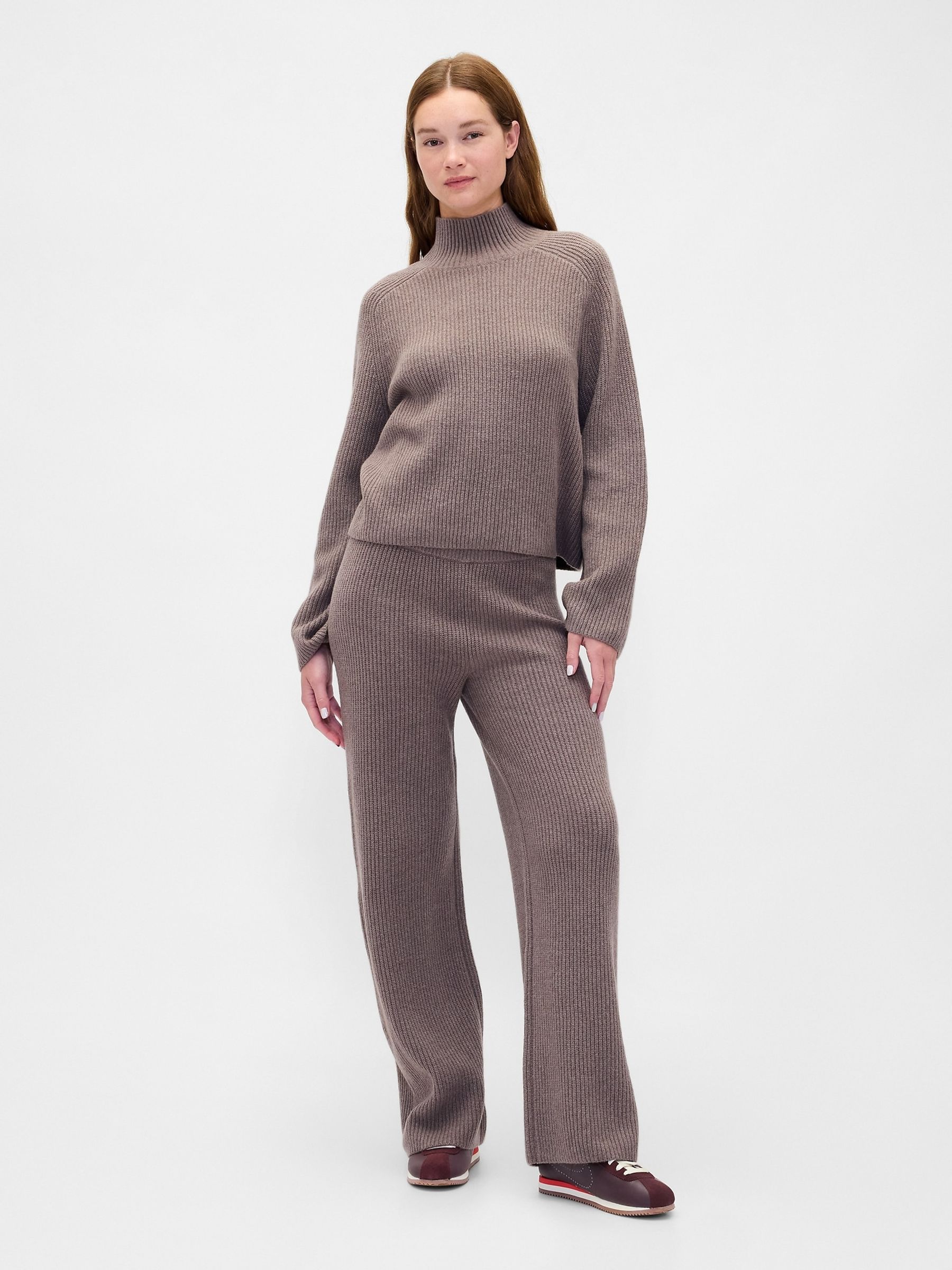 Brown CashSoft Shaker-Stitch Turtle Neck Jumper - Image 3 of 5