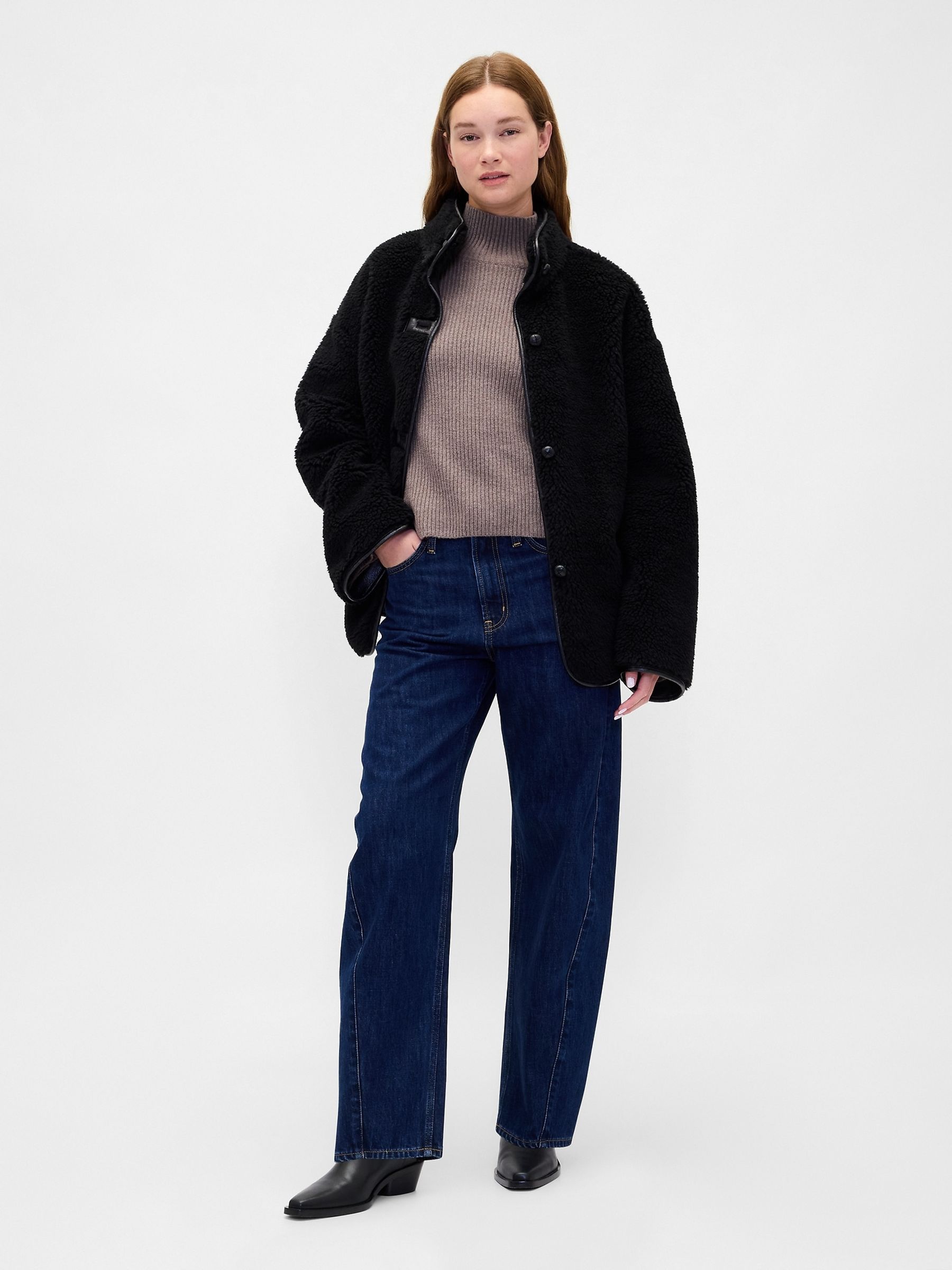 Brown CashSoft Shaker-Stitch Turtle Neck Jumper - Image 4 of 5