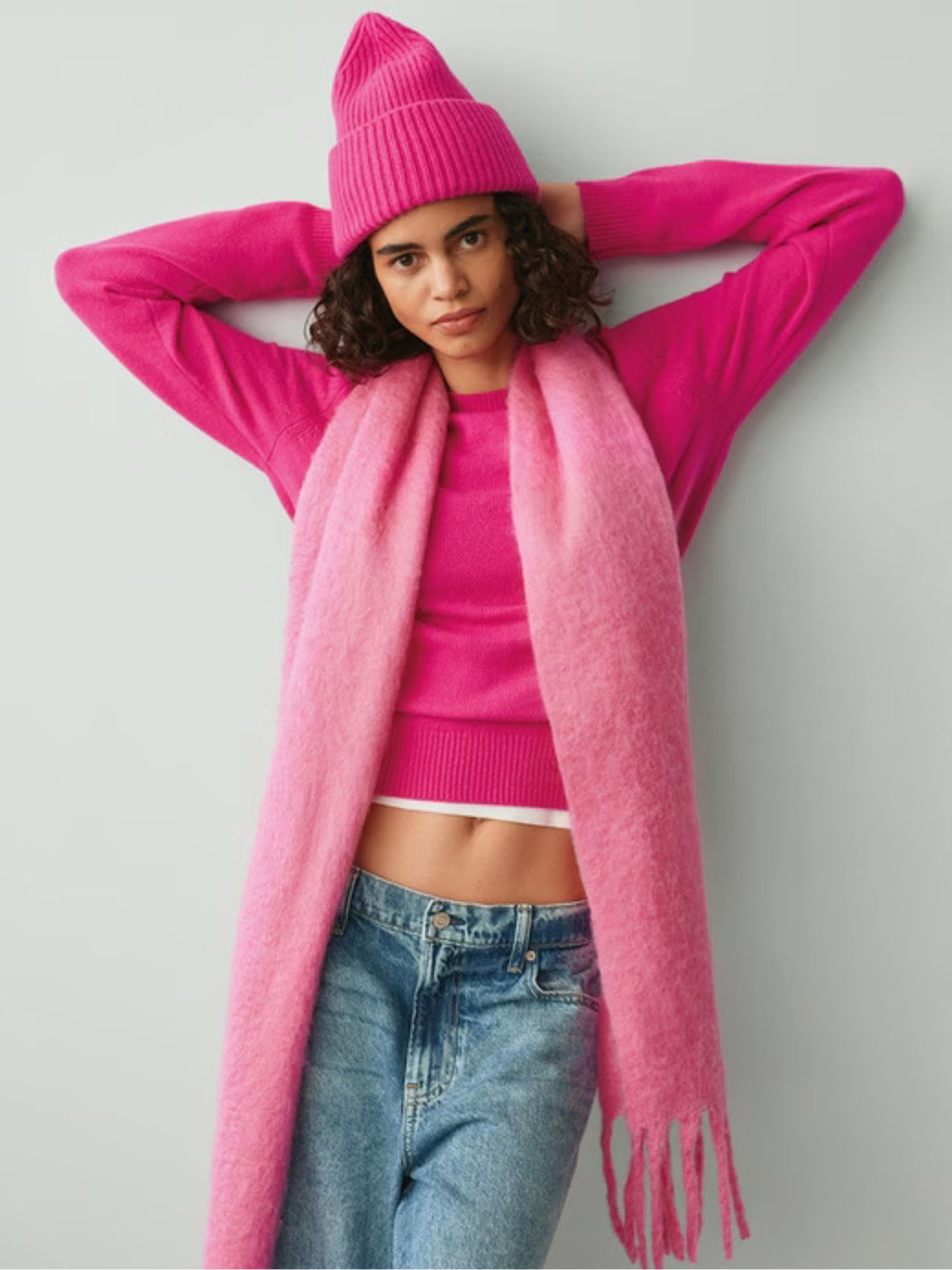 Pink Adults CashSoft Stretch Beanie - Image 3 of 3