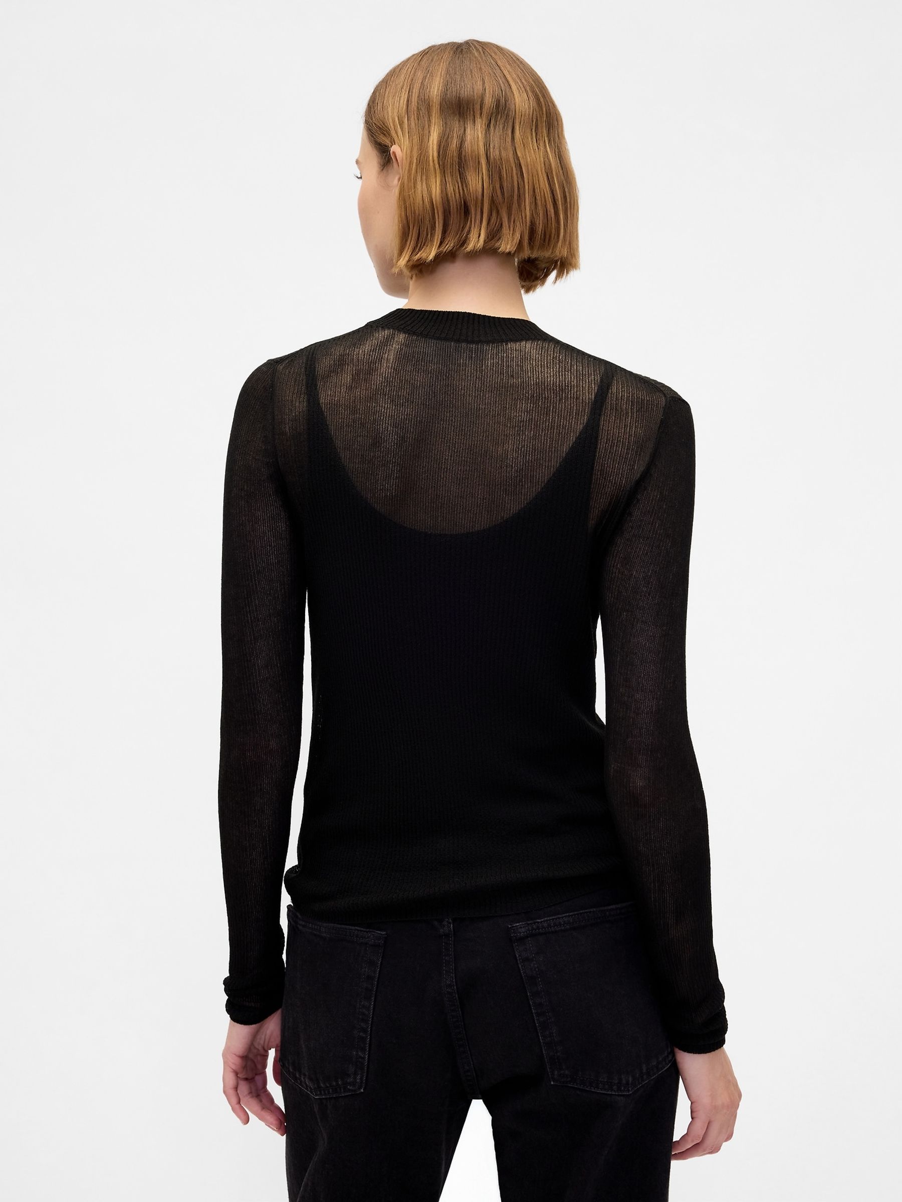 Black High-Neck Sheer Jumper - Image 2 of 4